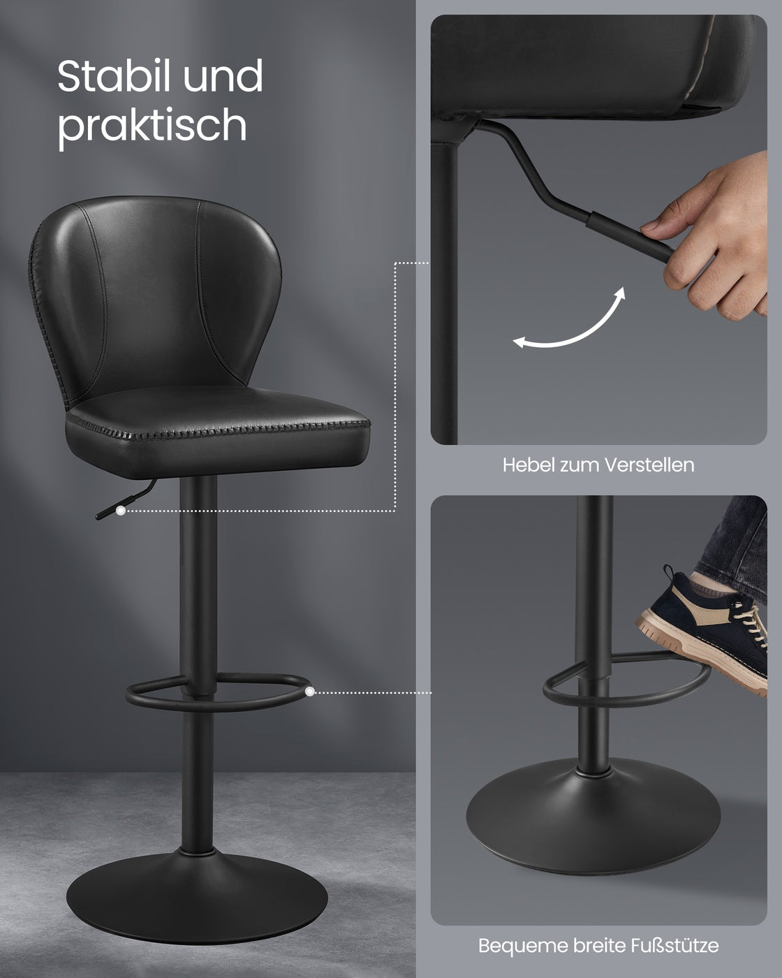Luxus Barhocker 2er oder 4er Set - Verstellbar - 360° Drehbar