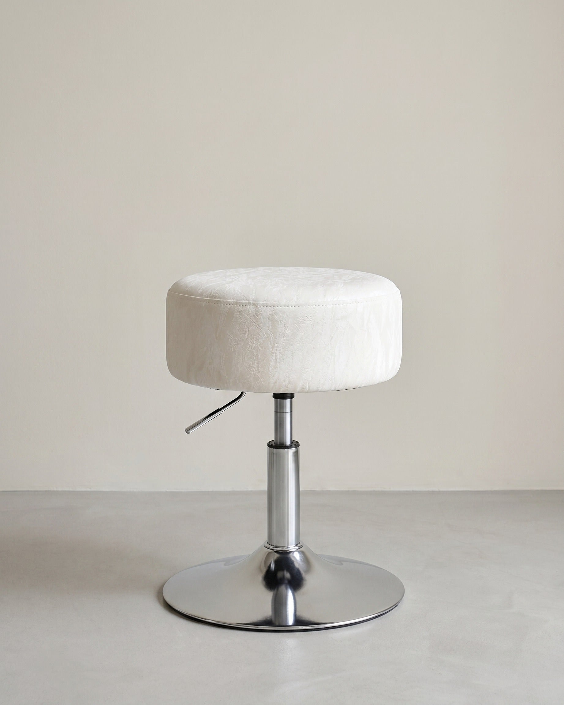 Drehbarer Make-up-Hocker – Höhenverstellbar – Edles PU-Design – Ø 35 cm – Gletschermuster – Cremeweiß