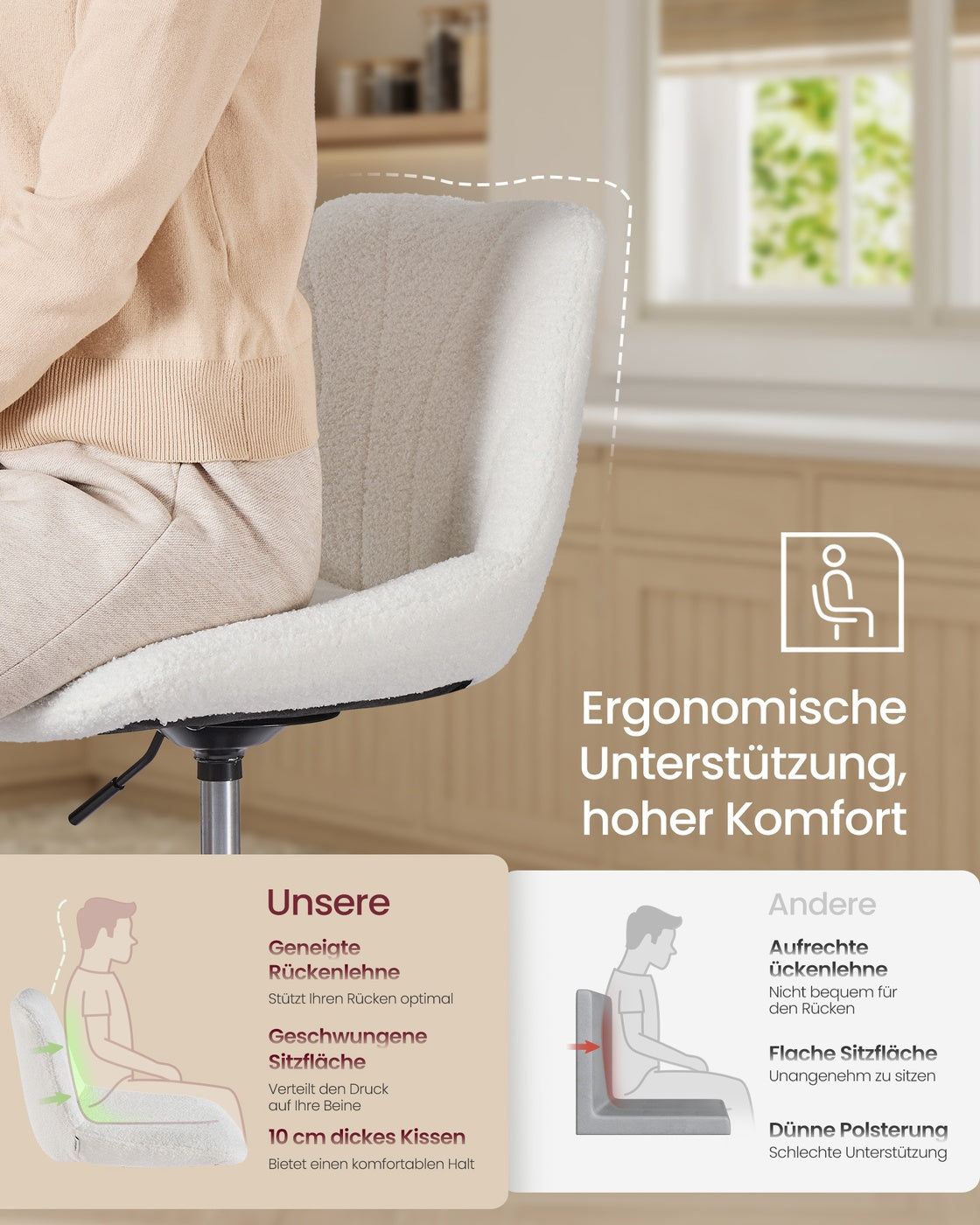 Barhocker - Mit Rückenlehne - Drehbarer Sitz - Für Bar Oder Schminktisch