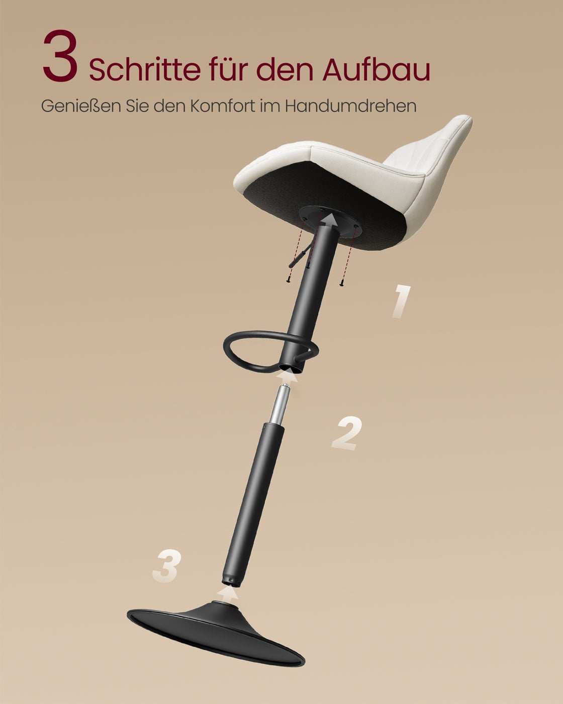 Samt-Barhocker-Set, 2er-Set – Höhenverstellbar & 360° drehbar – Mit Rückenlehne und Fußstütze