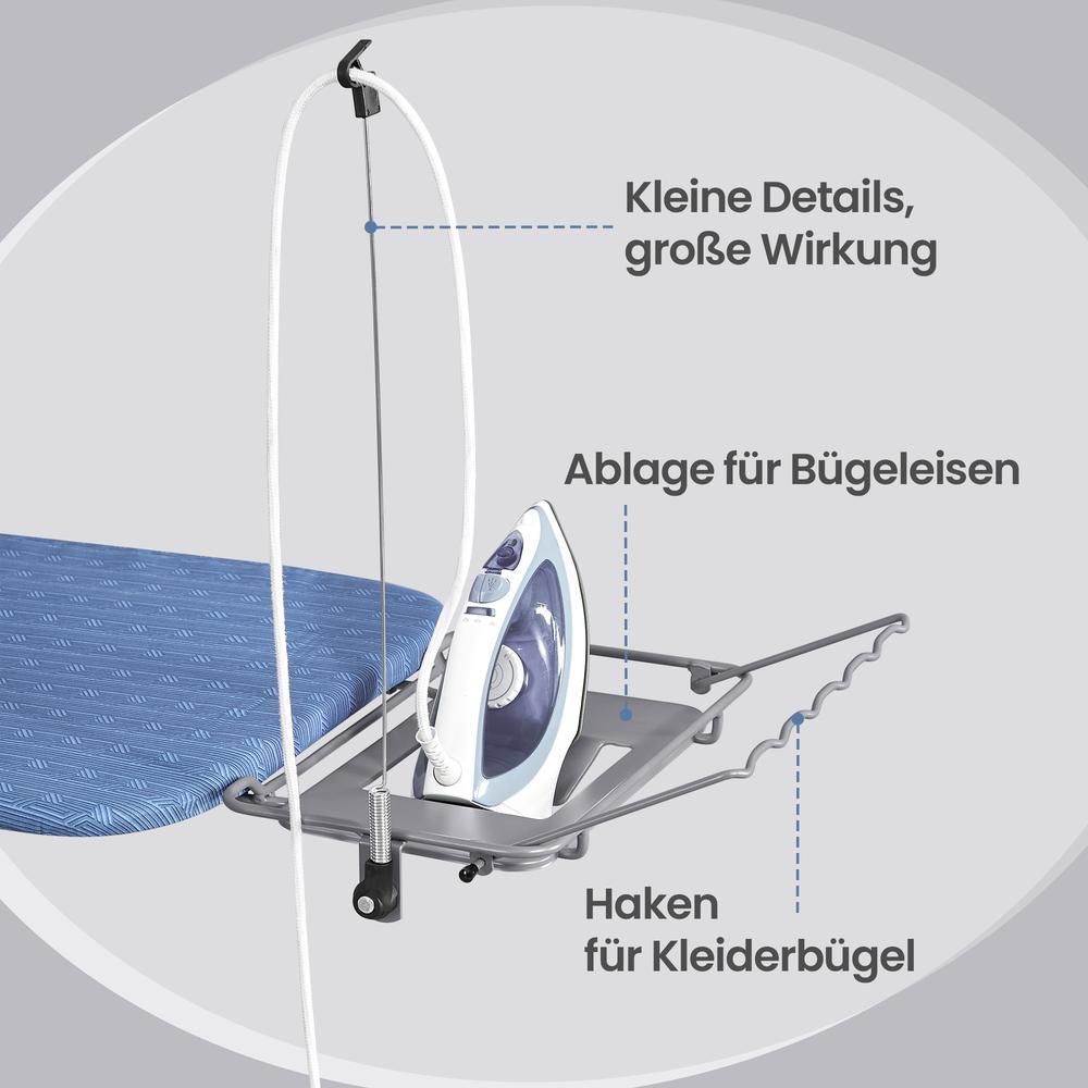 Bügelbrett Klappbar - Höhenverstellbar - Mit Kabelhalter Und Bügeleisenablage