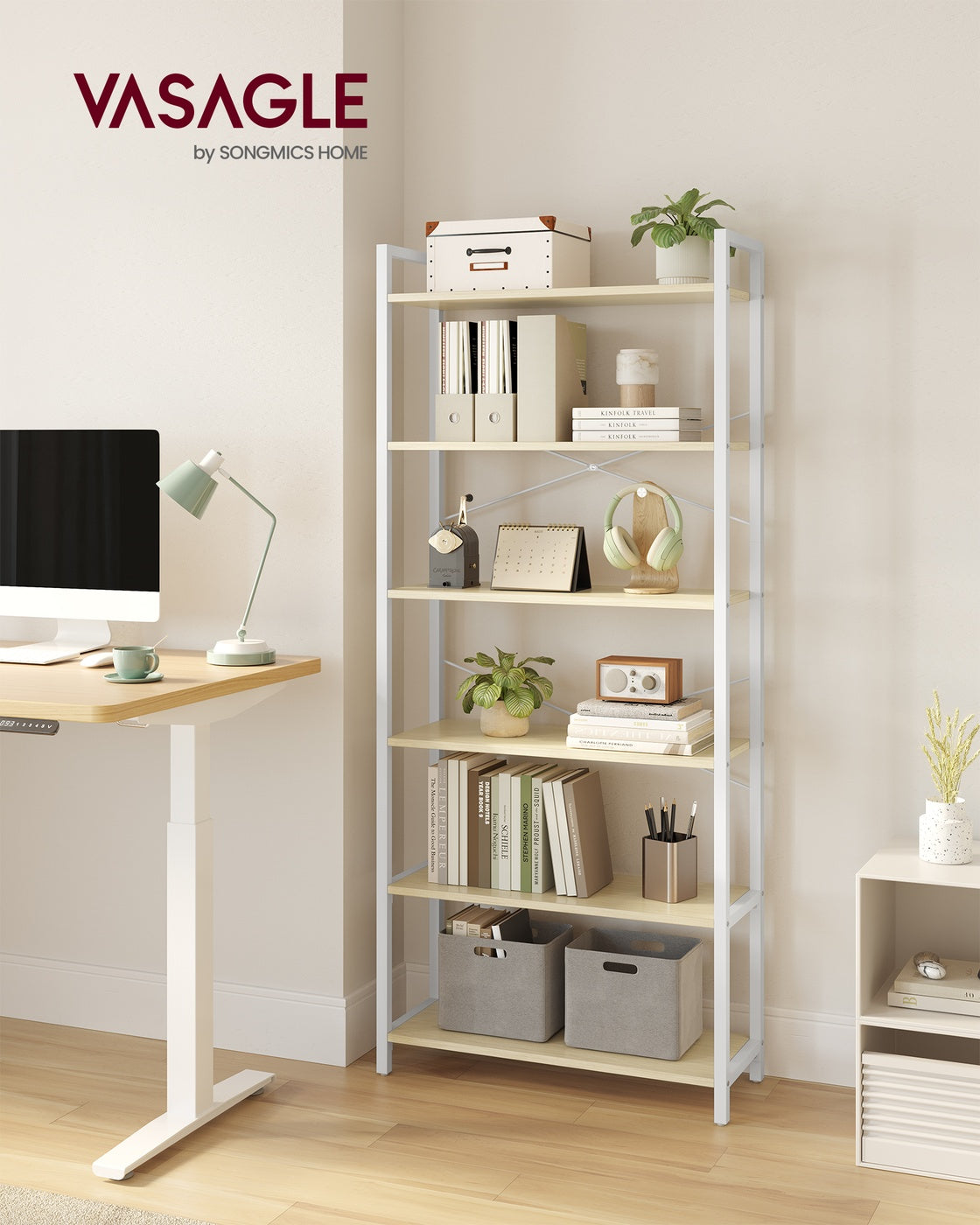 Bücherregal Mit 6 Ebenen - Stahlgestell - Für Wohnzimmer Schlafzimmer Oder Büro