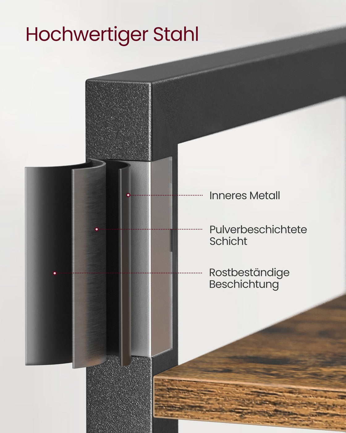 Bücherregal Industriedesign – 6 Ebenen – schmal 40 cm – schwarzer Metallrahmen mit Holzoptik – für Wohnzimmer & Büro