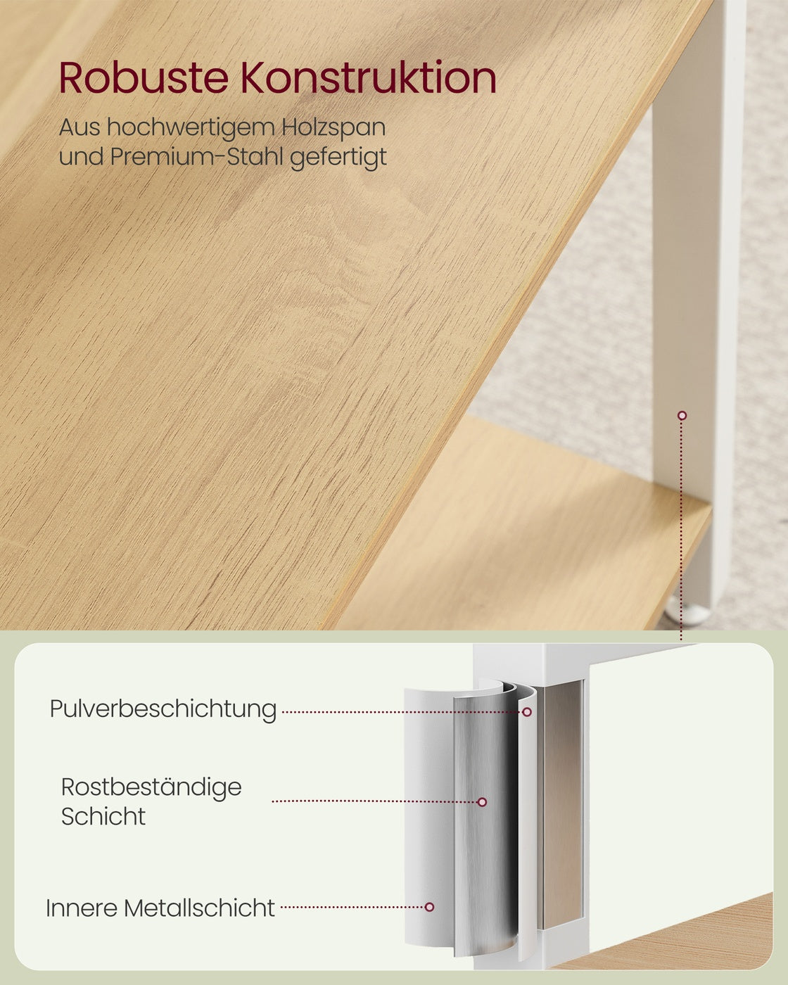 Bücherregal - 14 Ebenen - Mit Metallgestell - Goldeiche Und Mattweiß