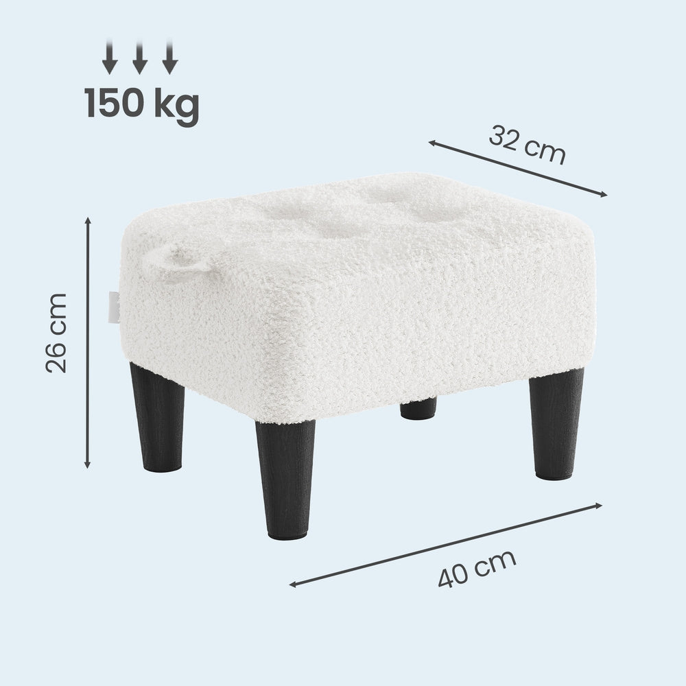 Sitzhocker Mit Dicker Füllung - Fußbank Mit Fleece-Bezug - Bis 150 kg