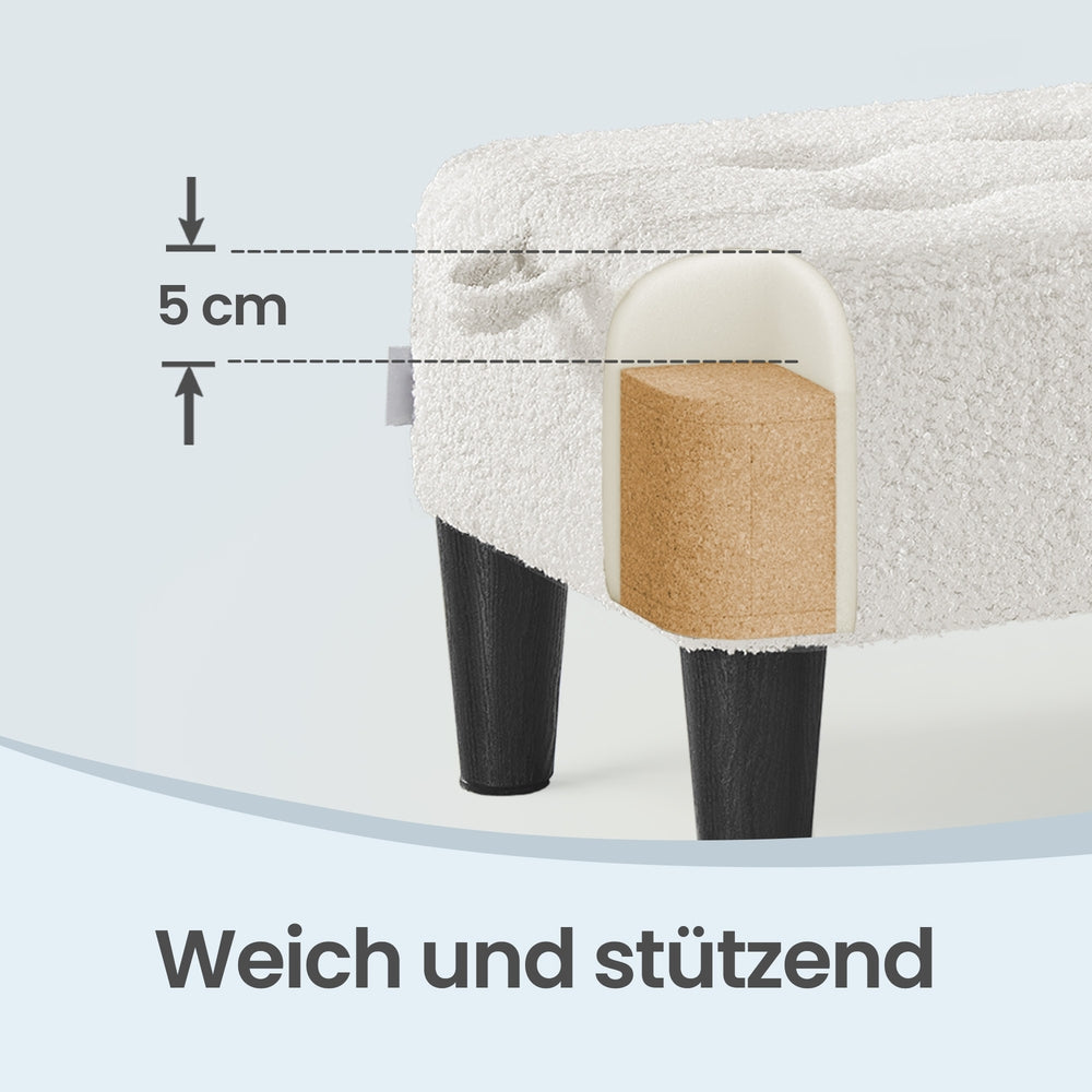 Sitzhocker Mit Dicker Füllung - Fußbank Mit Fleece-Bezug - Bis 150 kg