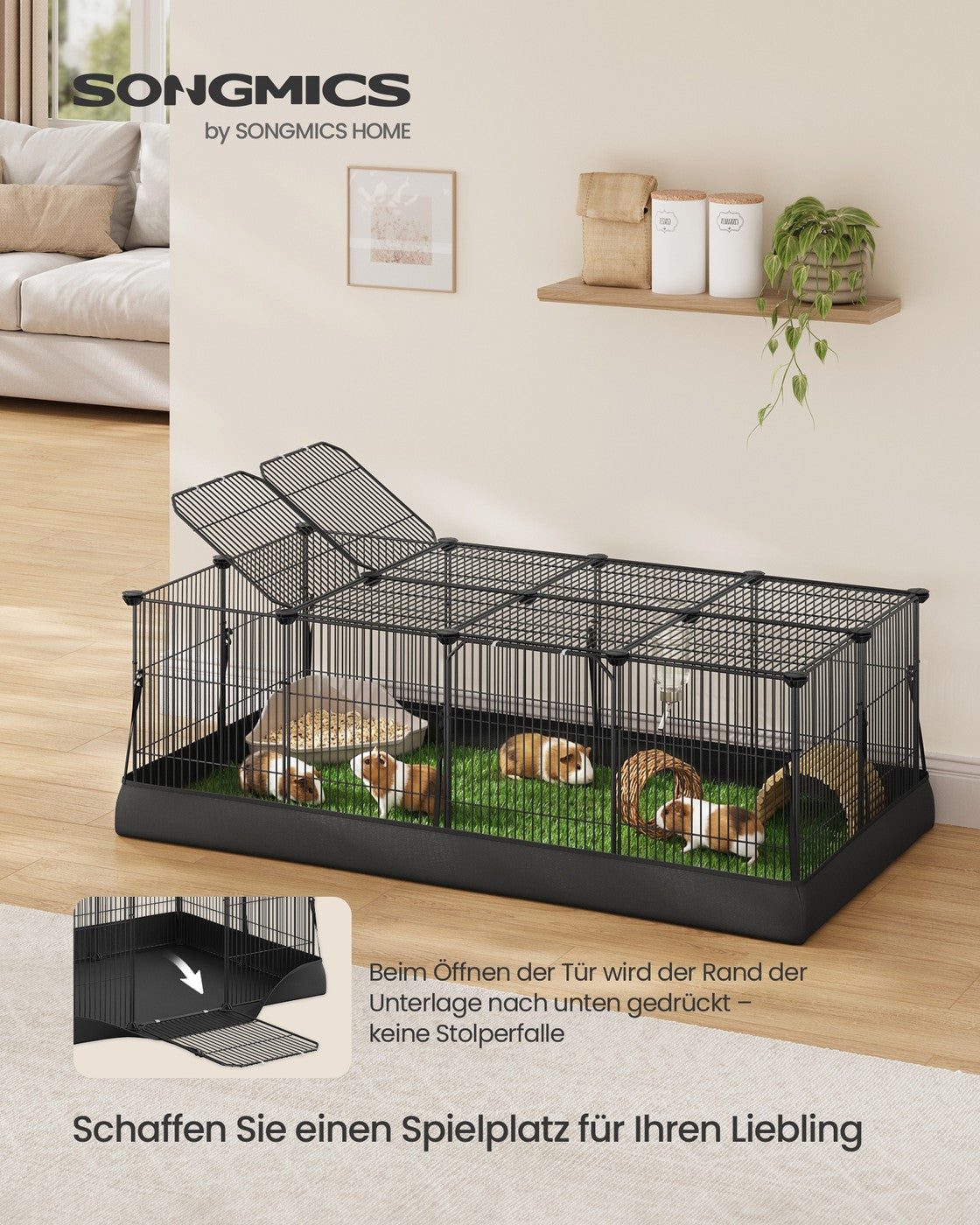 Nagetierkäfig Mit Bodenmatte - Mit Doppeltür - Für Kaninchen Und Meerschweinchen