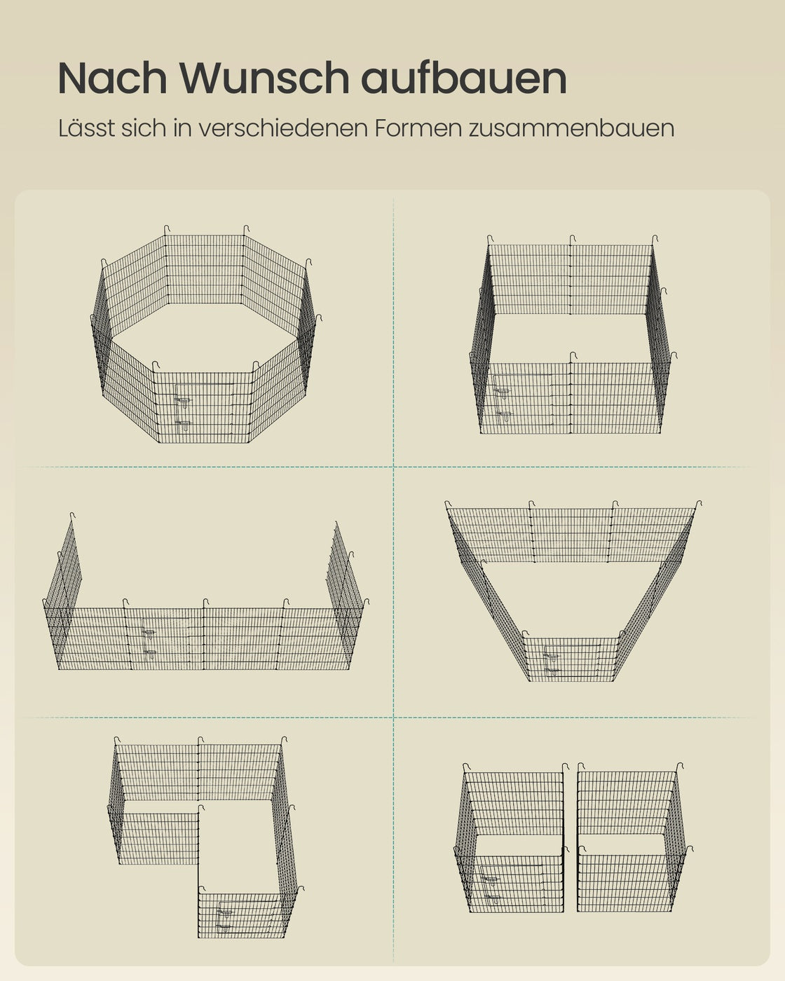 Kleintiergehege Mit Abdeckung - 8 Stabile Paneele - Für Kaninchen, Meerschweinchen Und Nagetiere