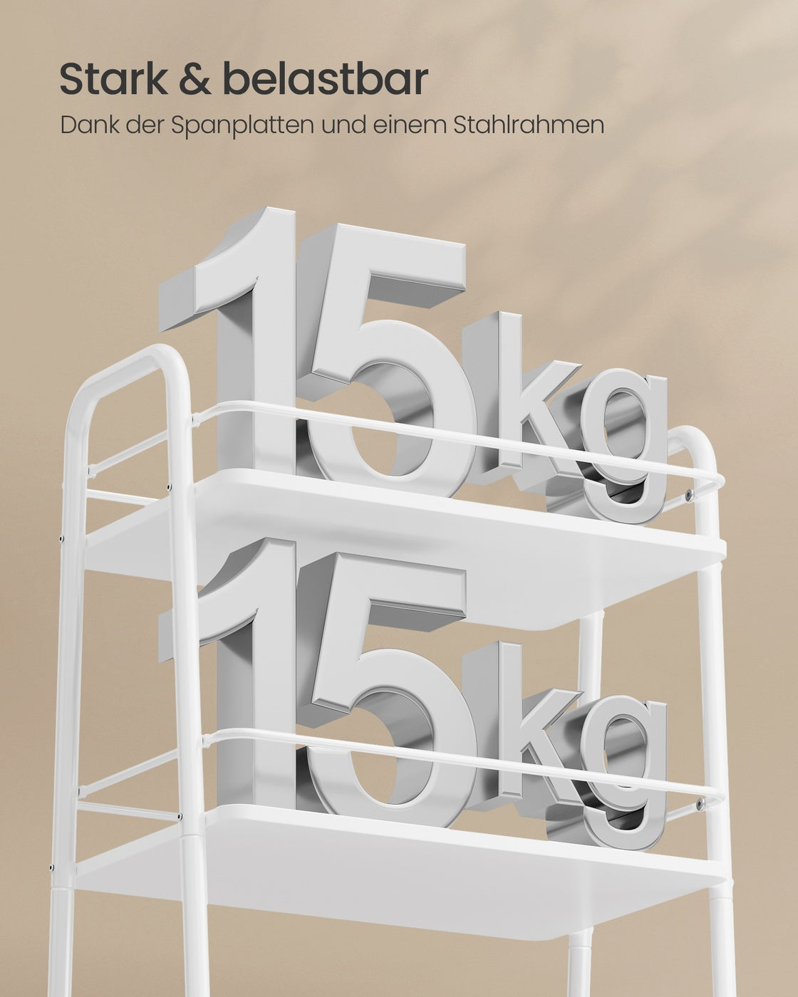 Trolley Mit 3 Ebenen - Fahrbar Mit Stoffkorb - Für Küche Und Badezimmer