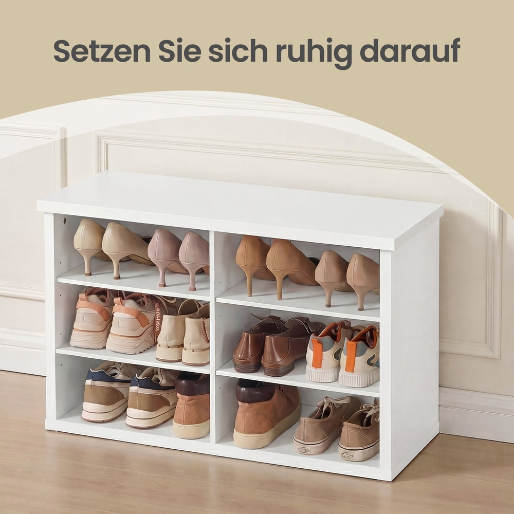 Sitzbank Mit Stauraum - Schuhbank Mit 6 Fächern - Für Flur Und Eingang