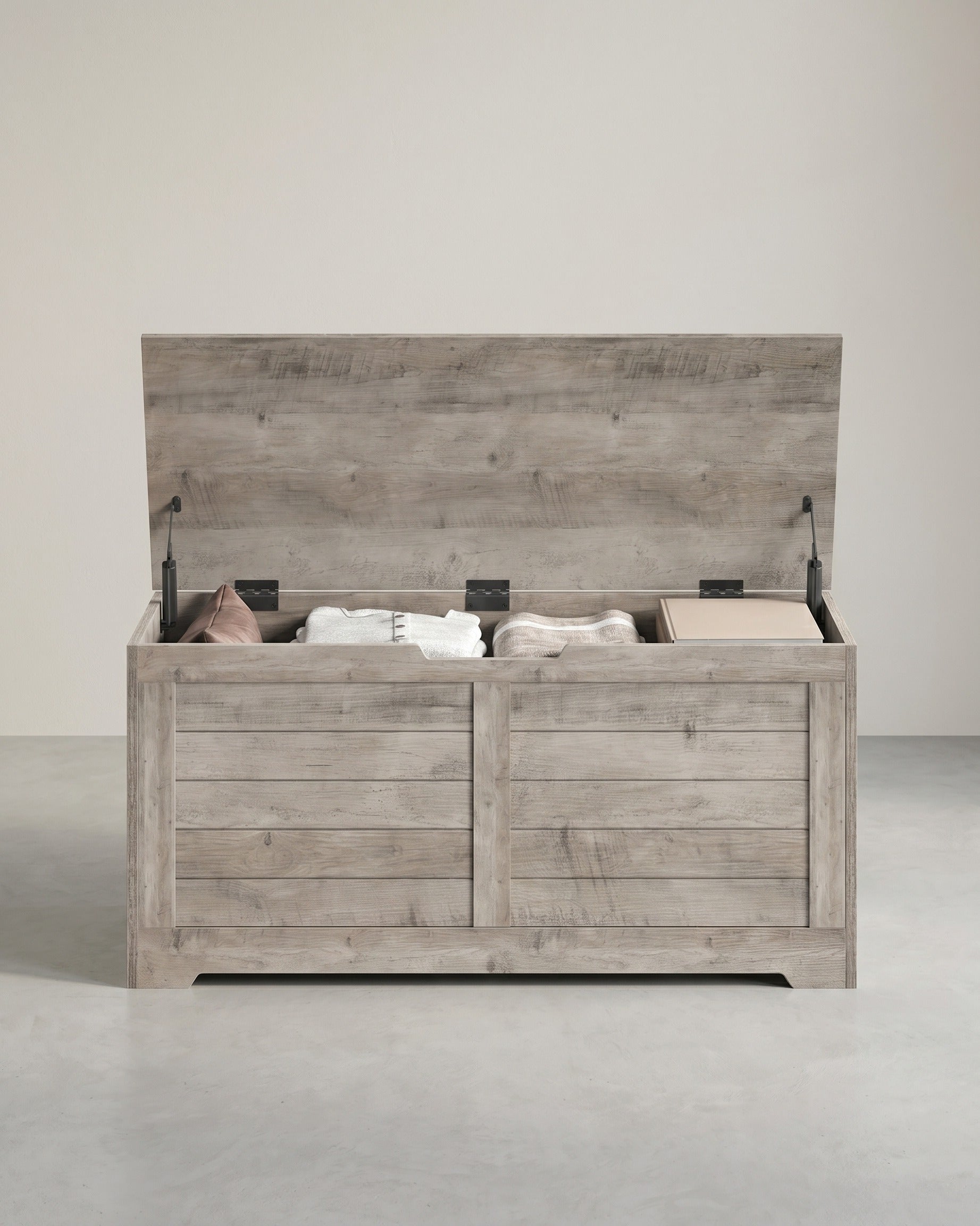 Aufbewahrungsbank mit Deckel – Schuhbank – Sitzbank mit hoher Tragkraft – Für Flur, Schlafzimmer oder Wohnzimmer – Grau
