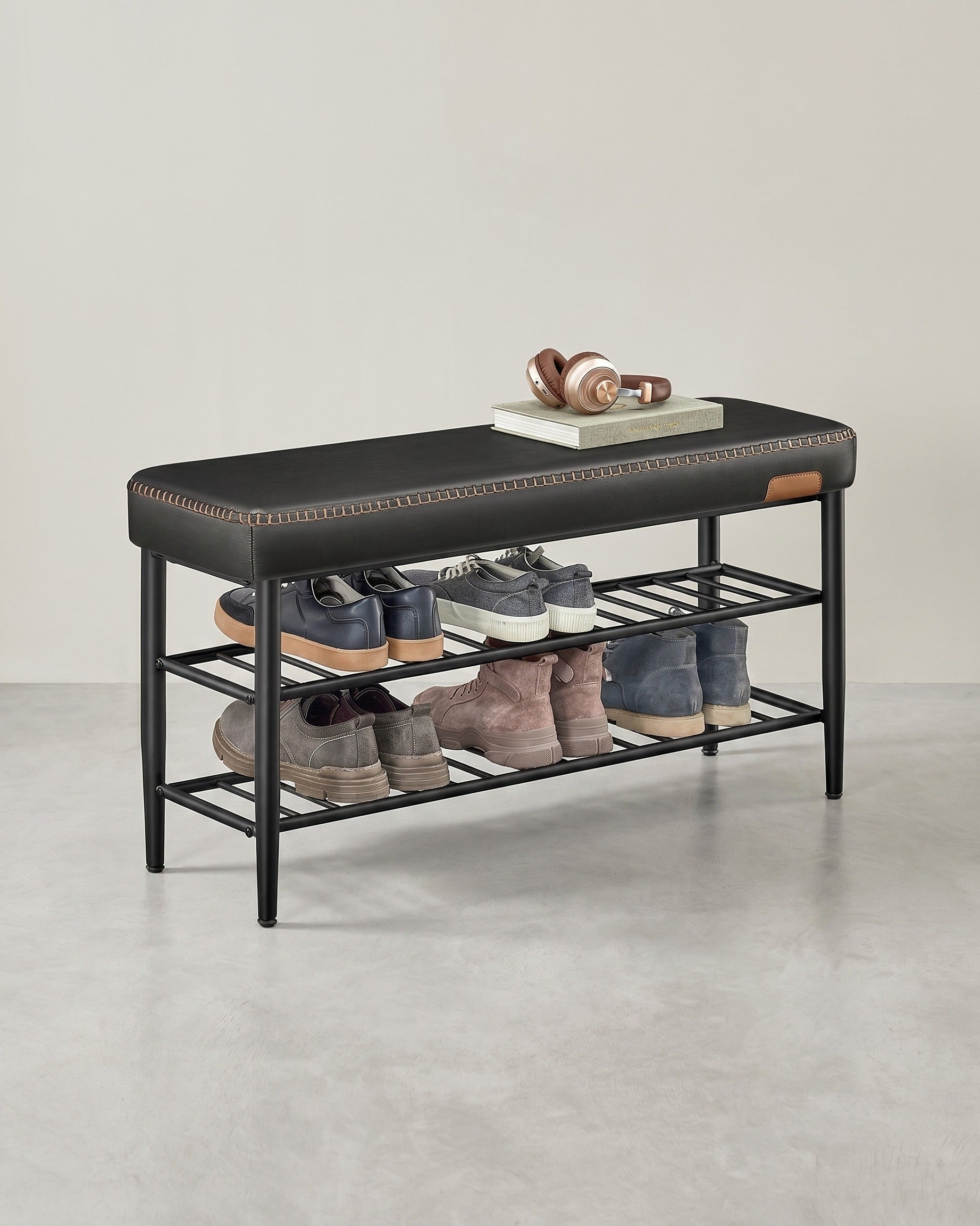 Luxus Schuhbank - Polstersofa mit Stauraum – Schwarz
