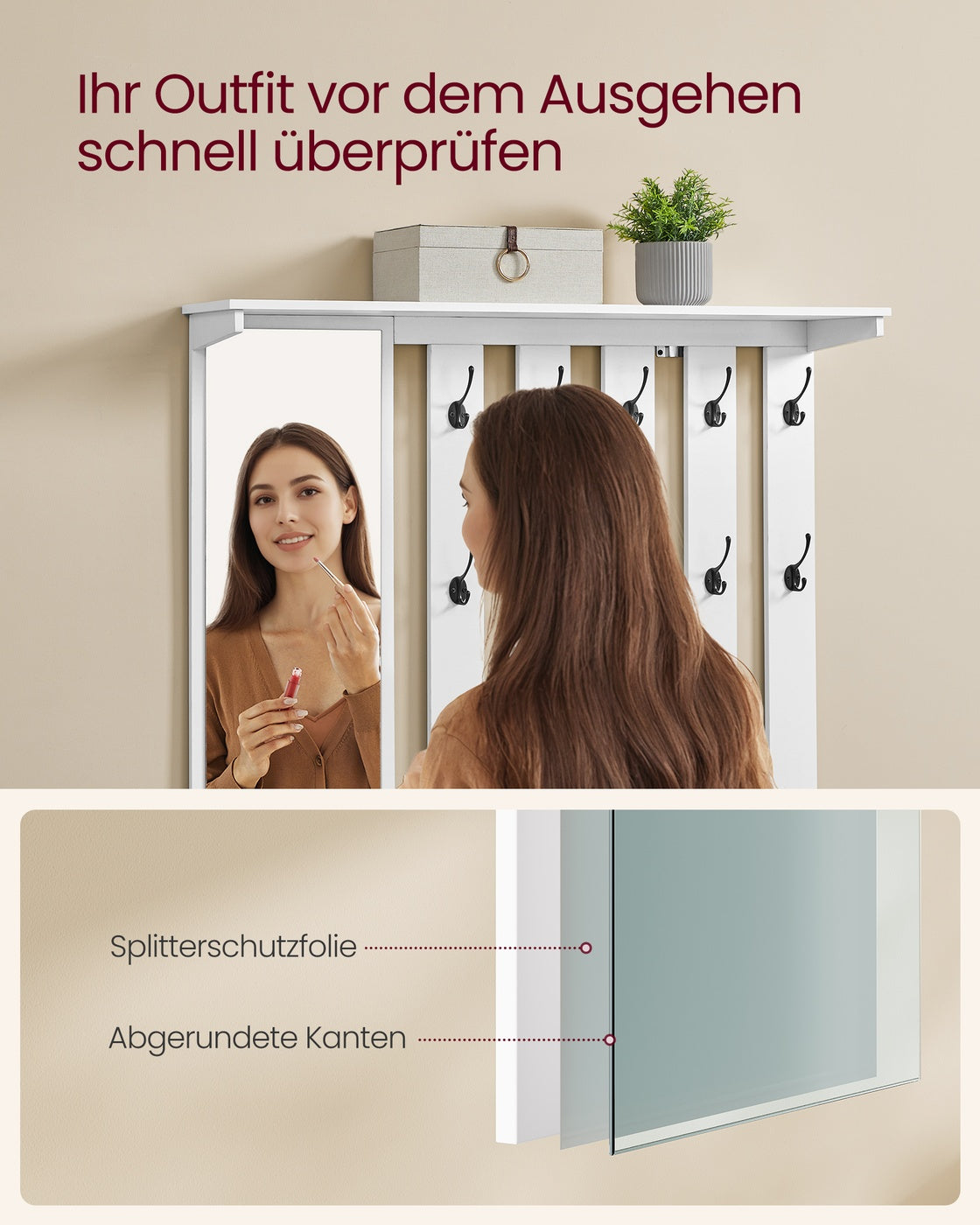 Garderobe mit Spiegel und Schuhbank – komplettes Flurmöbel-Set mit Schrank