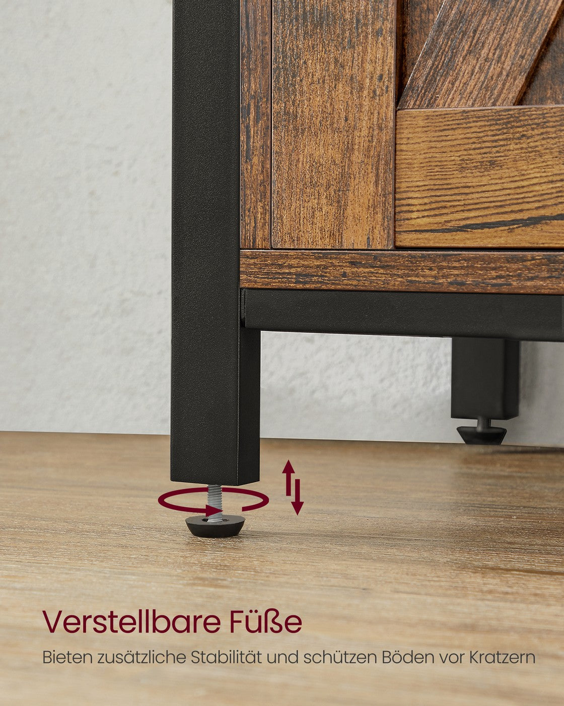 Sideboard mit Schiebetüren - Schrank 100 cm breit - Vintage Braun und Schwarz