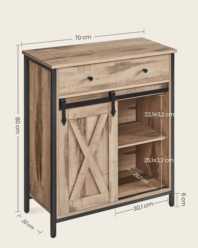 Sideboard Industriedesign – mit Schiebetür – 70 x 30 x 80 cm