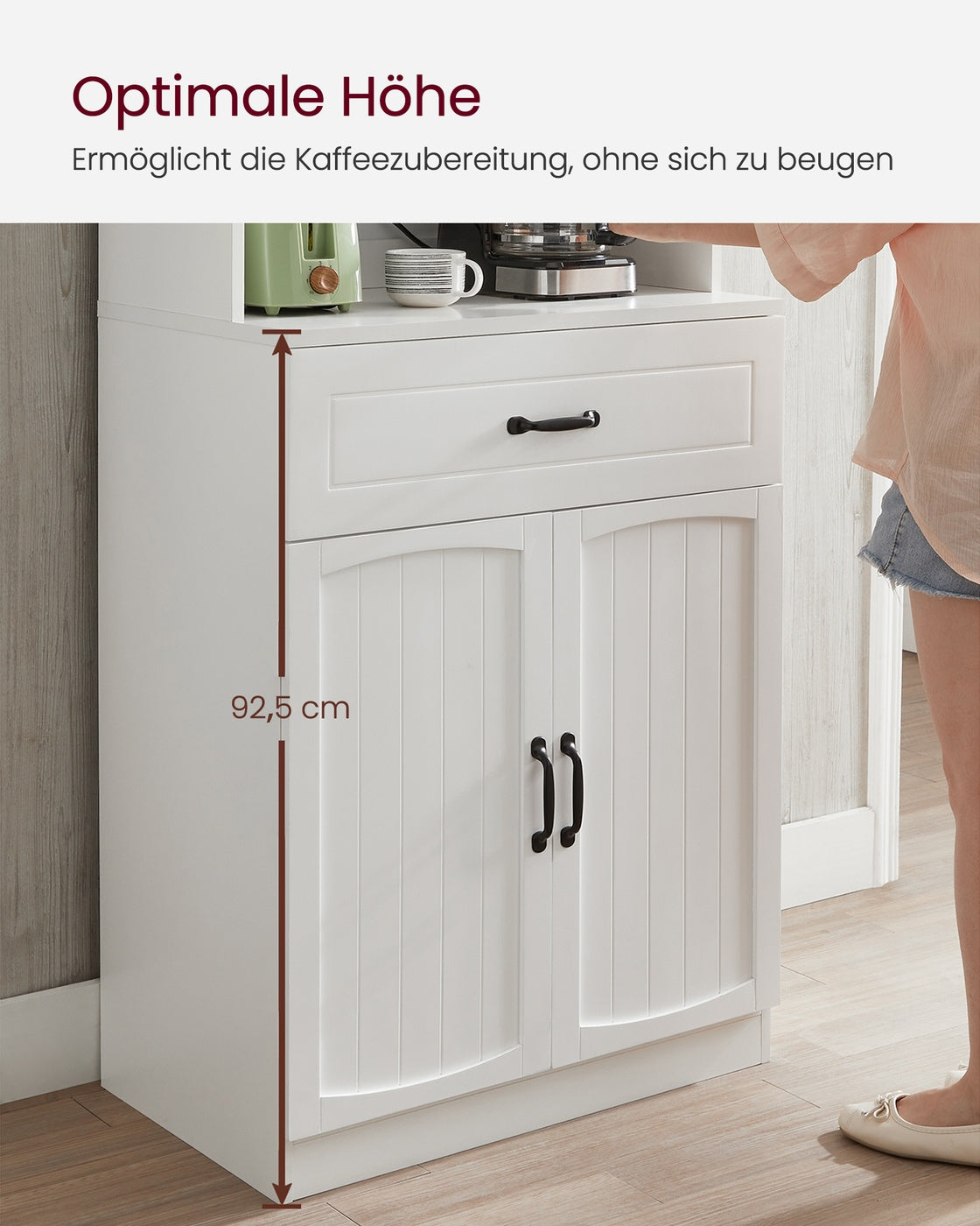 Küchenschrank mit Regalen und Schublade – Weiß – 41,5 x 73 x 179,8 cm