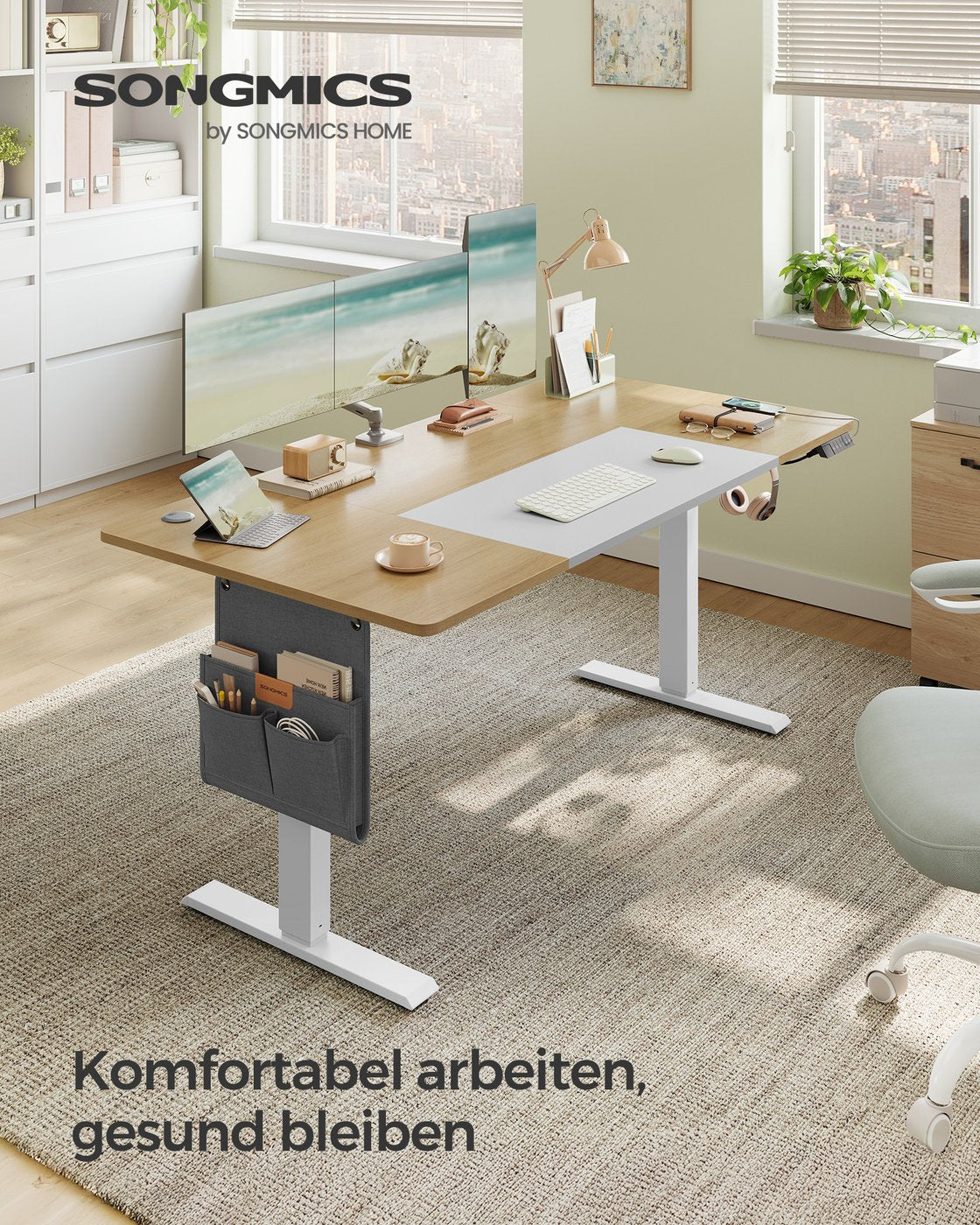Elektrisch höhenverstellbarer Schreibtisch – 4 Speicherplätze – USB-C-Schnellladefunktion – 120 bis 180 x 80 cm