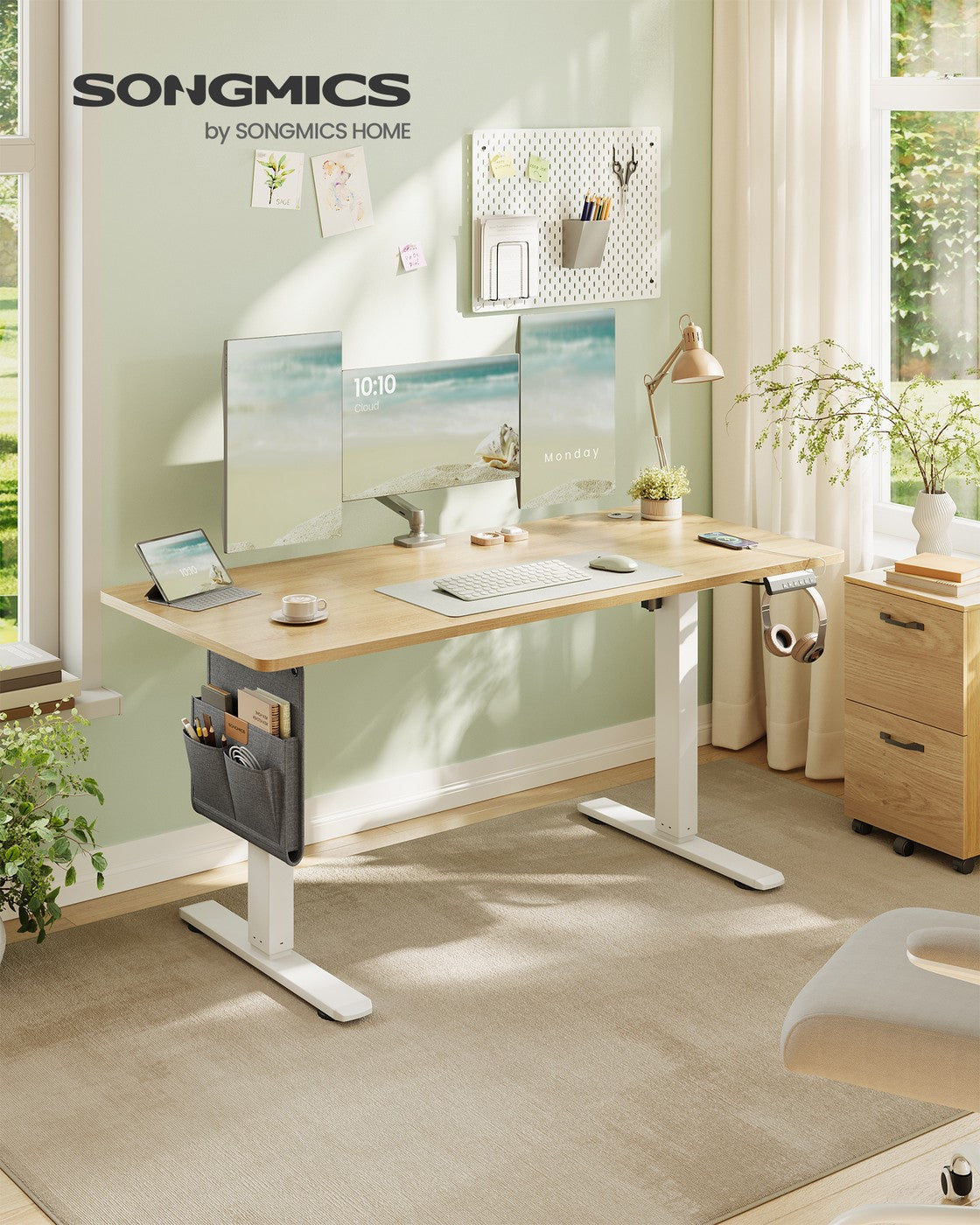 Elektrisch höhenverstellbarer Schreibtisch – 4 Speicherplätze – USB-C-Schnellladefunktion – 120 bis 180 x 80 cm