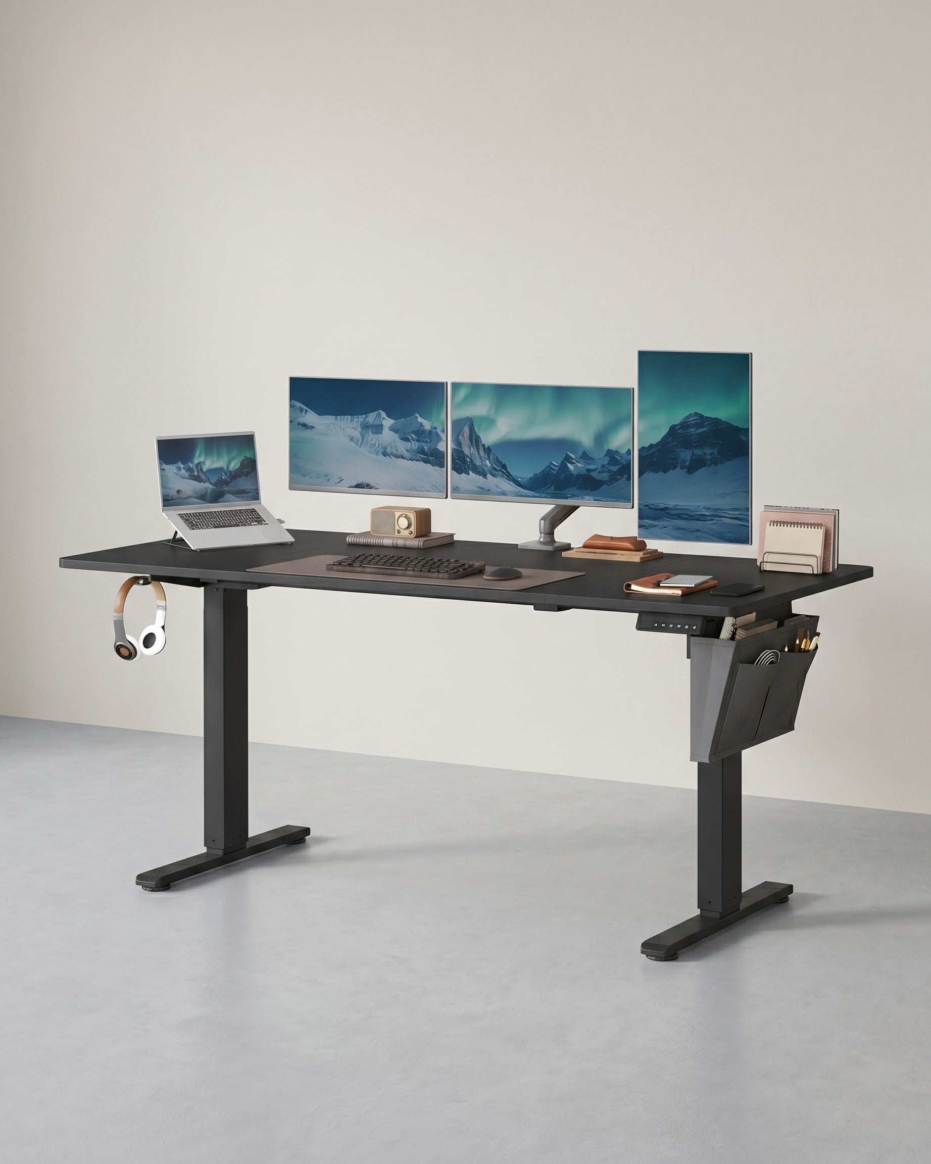 Elektrischer Hoch-Niedrig-Schreibtisch - Elektrisch verstellbar - Arbeitsplatz - Ergonomischer Schreibtisch – Schwarz