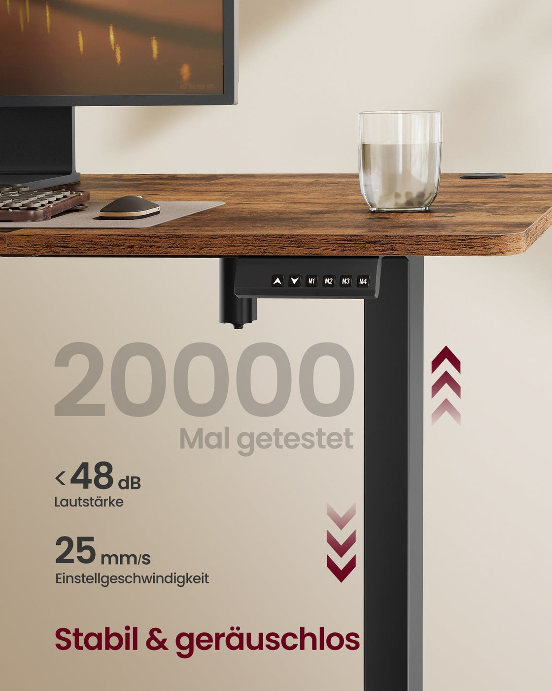 Elektrischer Sitz-Steh-Schreibtisch 180 x 80 cm – höhenverstellbar – mit Kabelmanagement