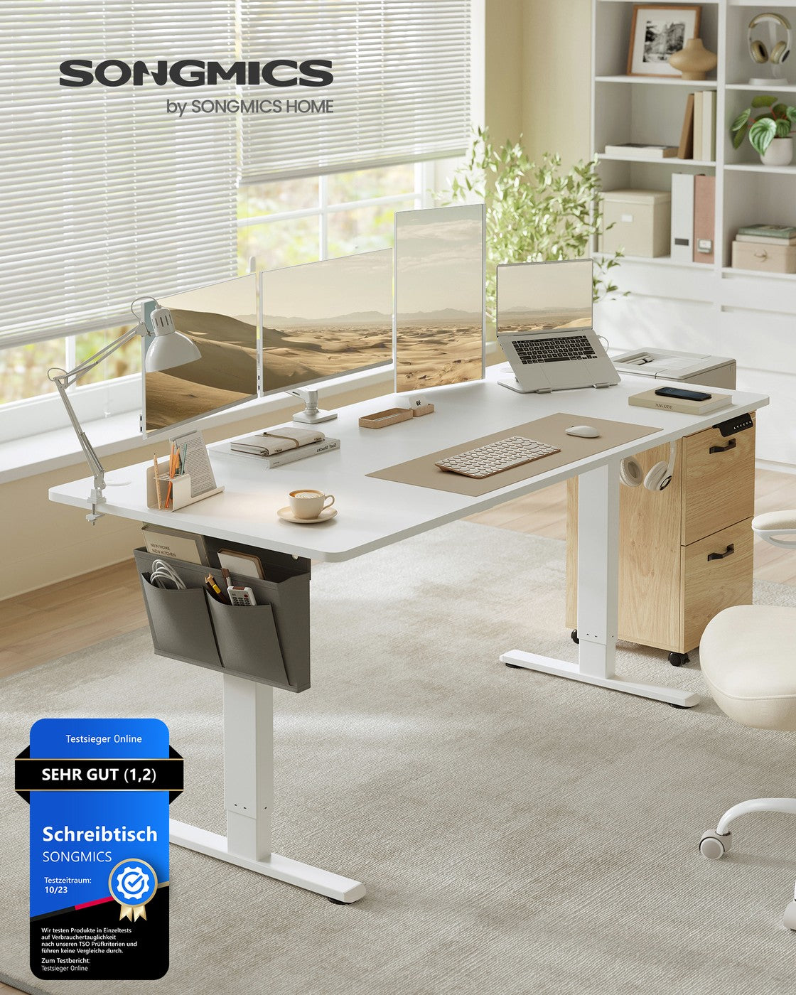 Elektrischer Sitz-Steh-Schreibtisch 180 x 80 cm – höhenverstellbar – mit Kabelmanagement