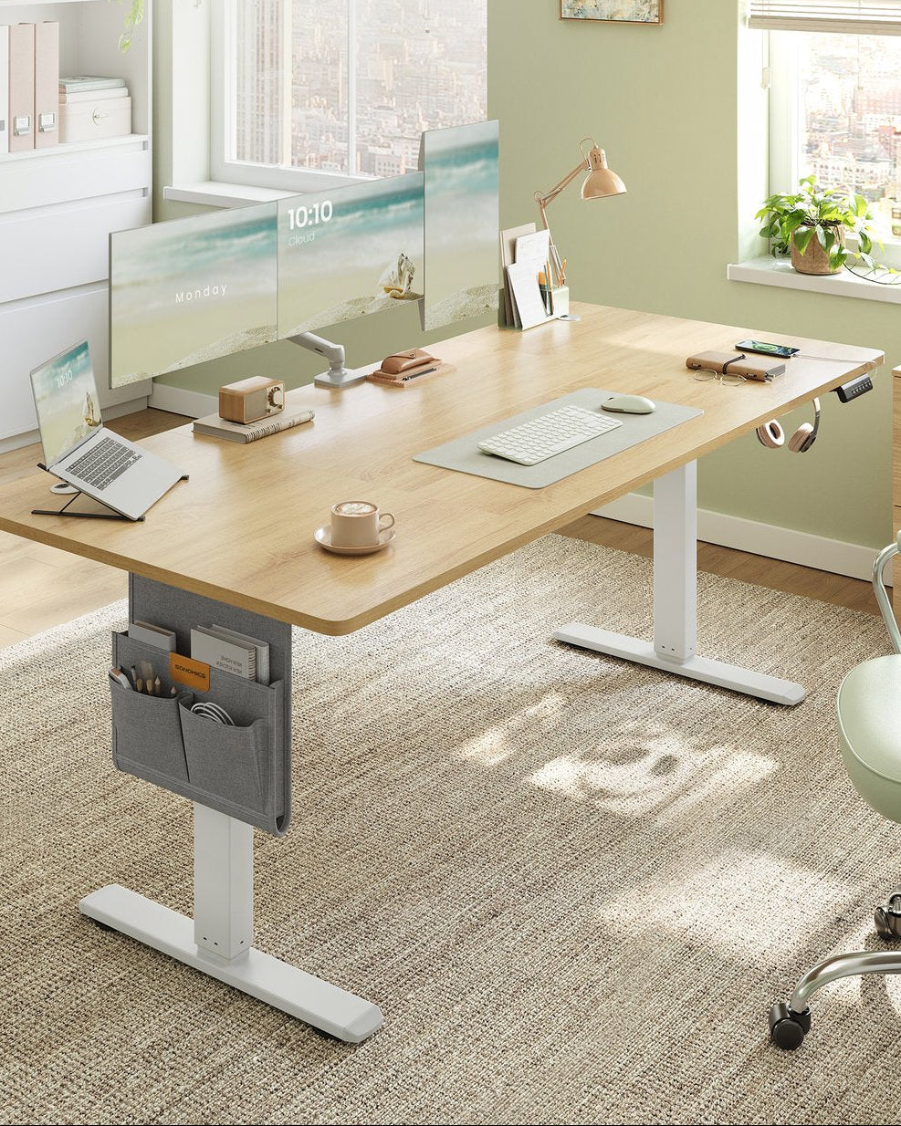 Elektrisch höhenverstellbarer Schreibtisch – 4 Speicherplätze – USB-C-Schnellladefunktion – 120 bis 180 x 80 cm