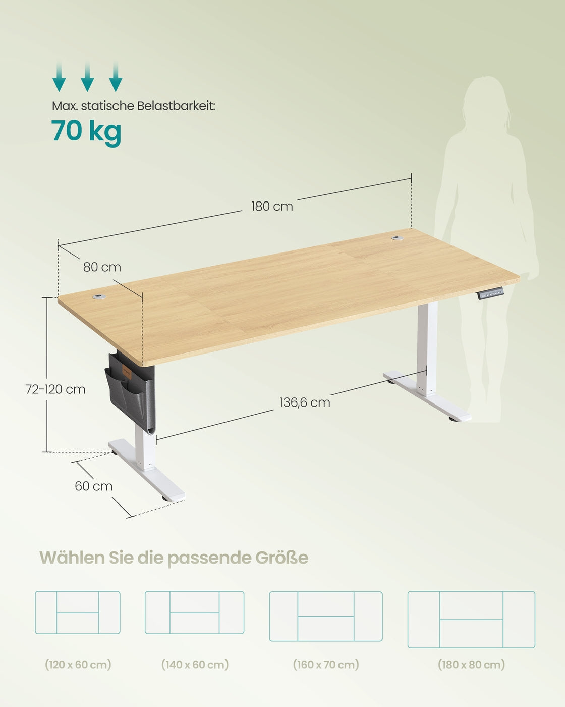 Elektrischer Hoch-Niedrig-Schreibtisch - Elektrisch verstellbar - Arbeitsplatz - Ergonomischer Schreibtisch