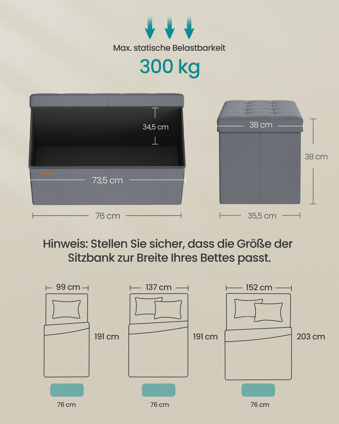 Aufbewahrungsbank - 40 x 80 x 38 cm - Mit Klappdeckel - Für Schlafzimmer Oder Flur