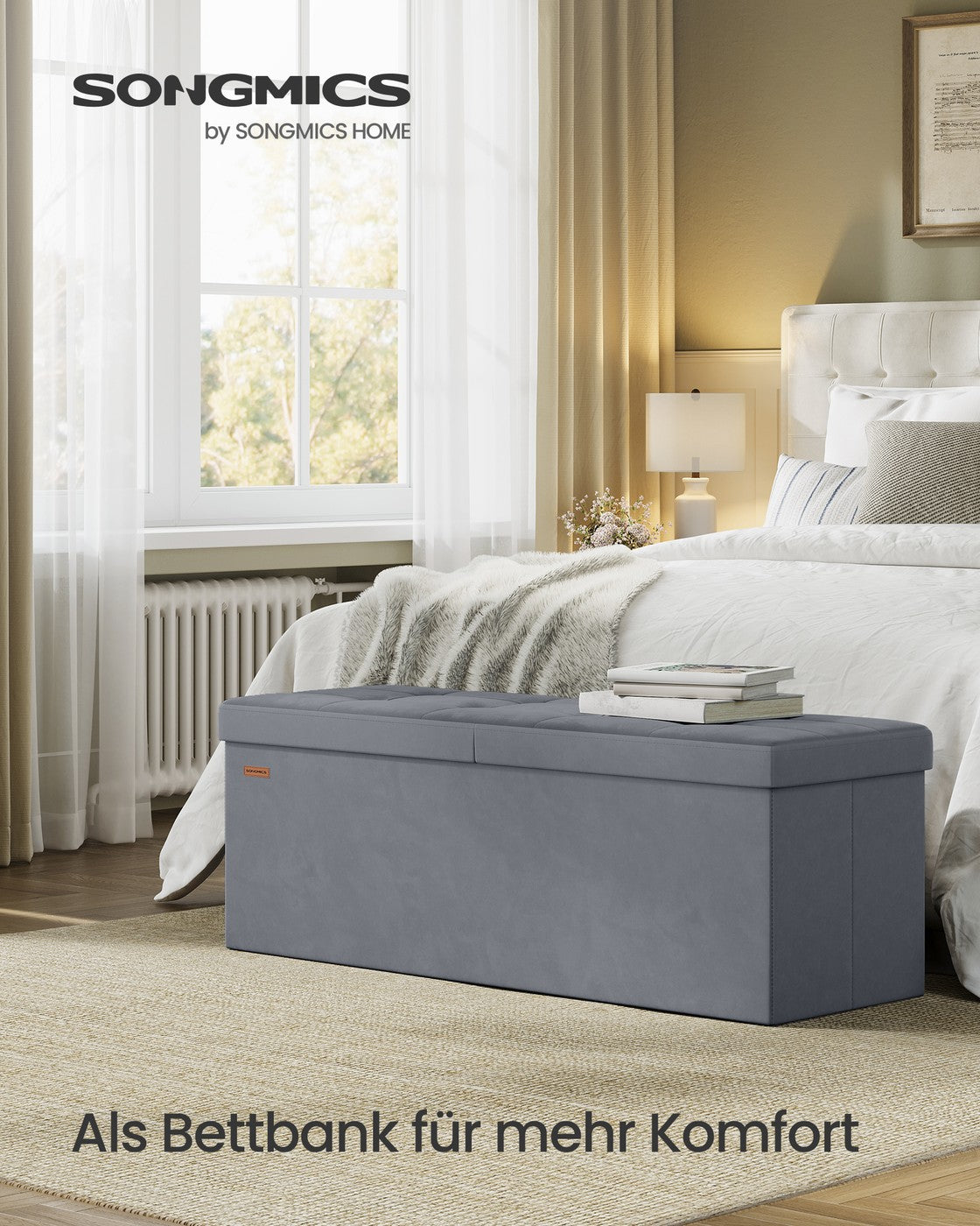 Aufbewahrungsbank - 38 x 110 x 38 cm - Mit Klappdeckel - Für Schlafzimmer Oder Flur