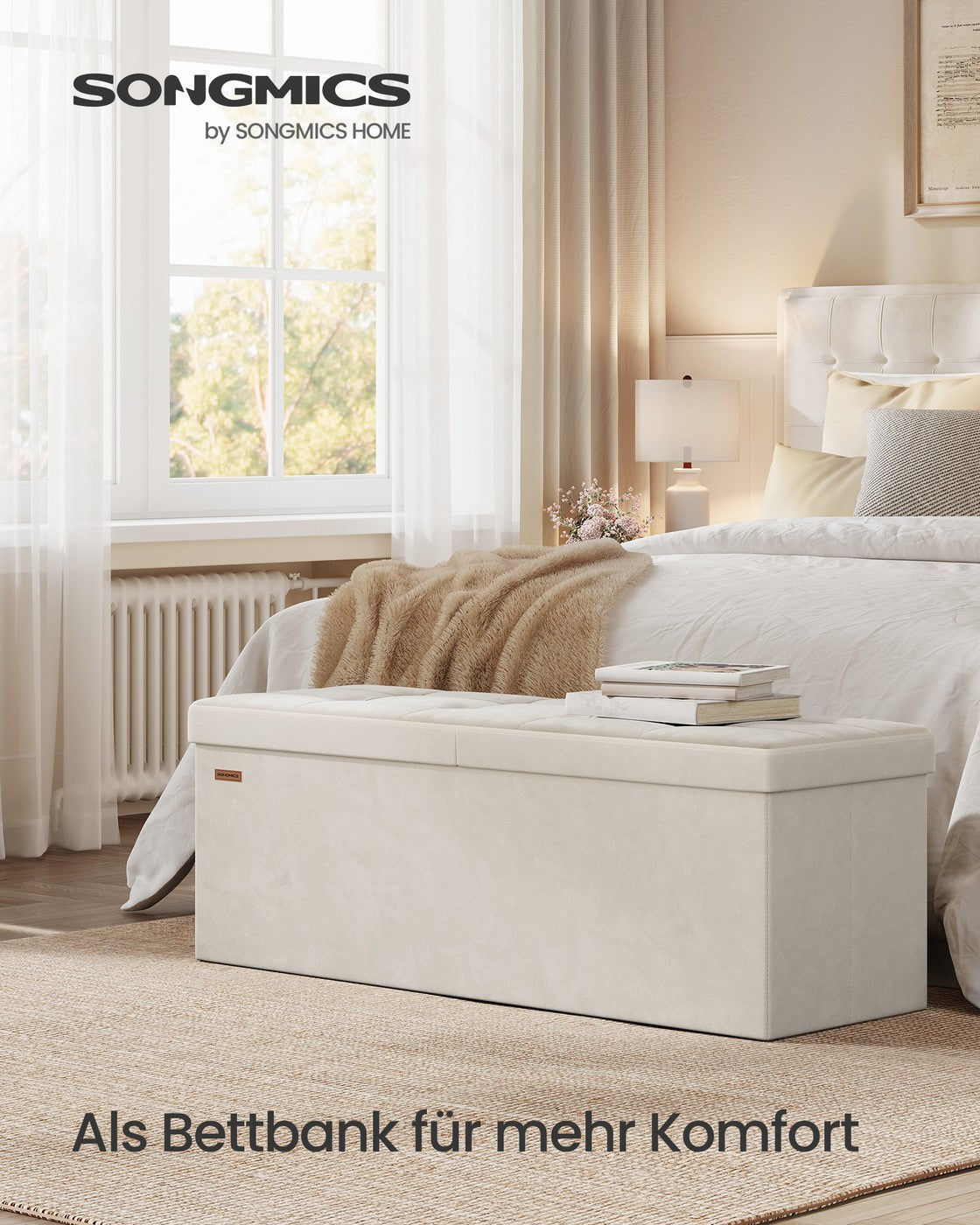 Aufbewahrungsbank - 38 x 110 x 38 cm - Mit Klappdeckel - Für Schlafzimmer Oder Flur