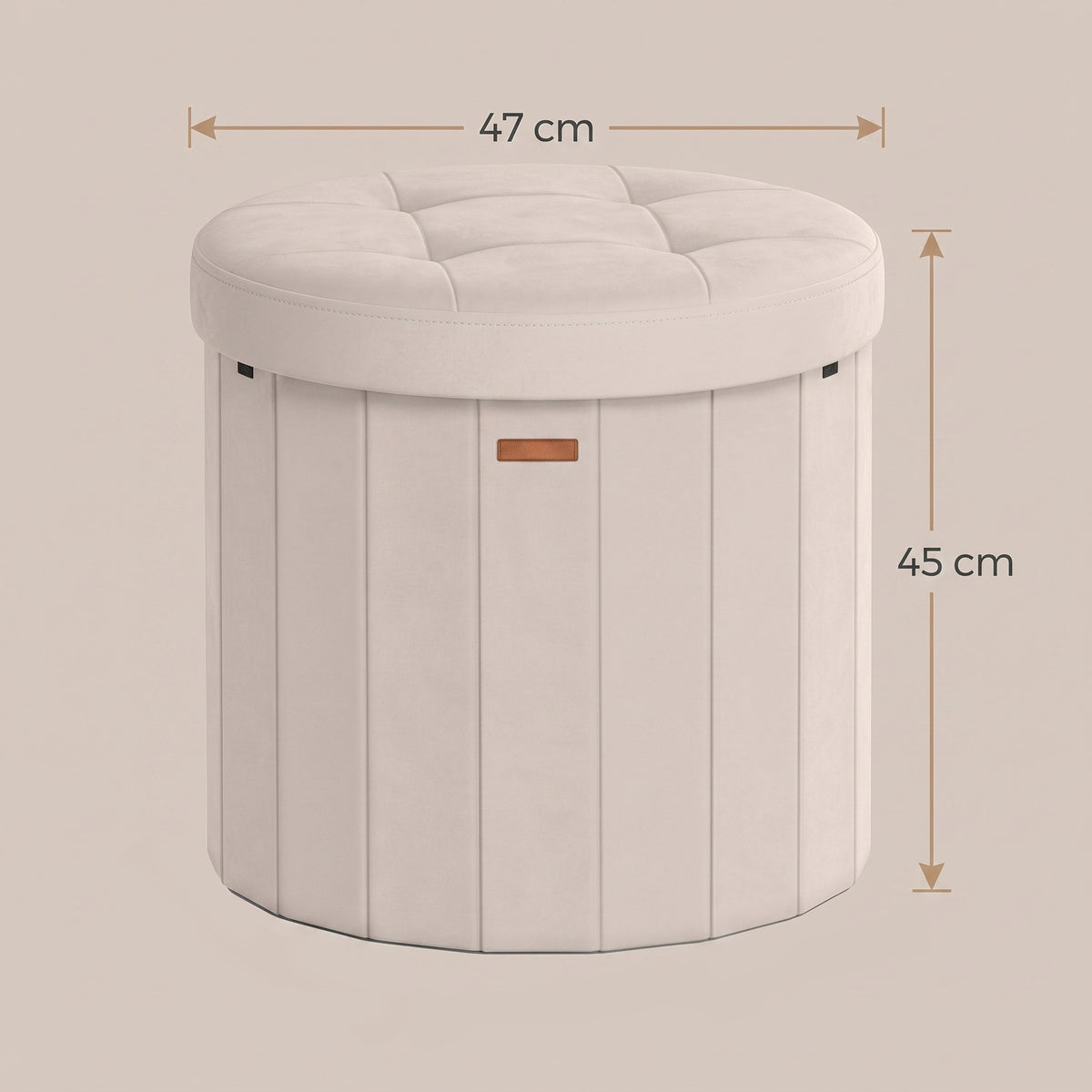 Runder Sitzhocker - Klappbarer Pouf Mit Stauraum - Mit Abnehmbarem Deckel