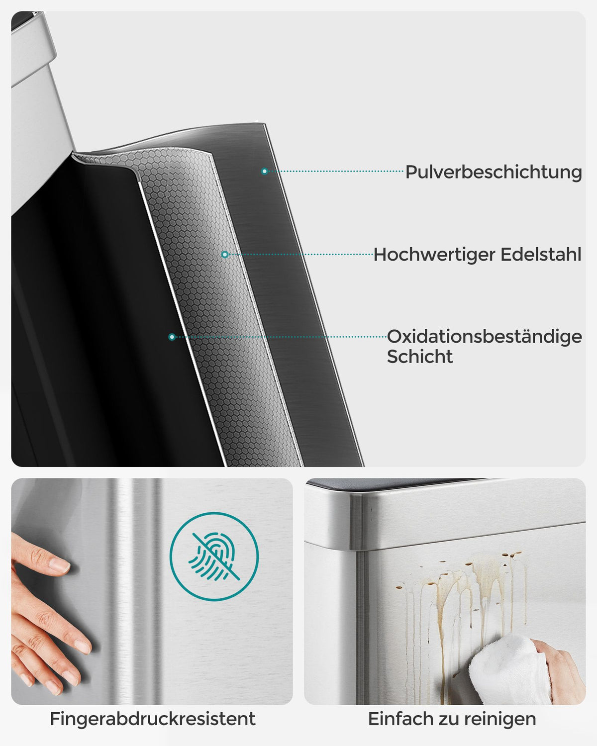 Mülltrennung Mülleimer 2 x 30 L - Treteimer Mit 2 Fächern - Für Küche