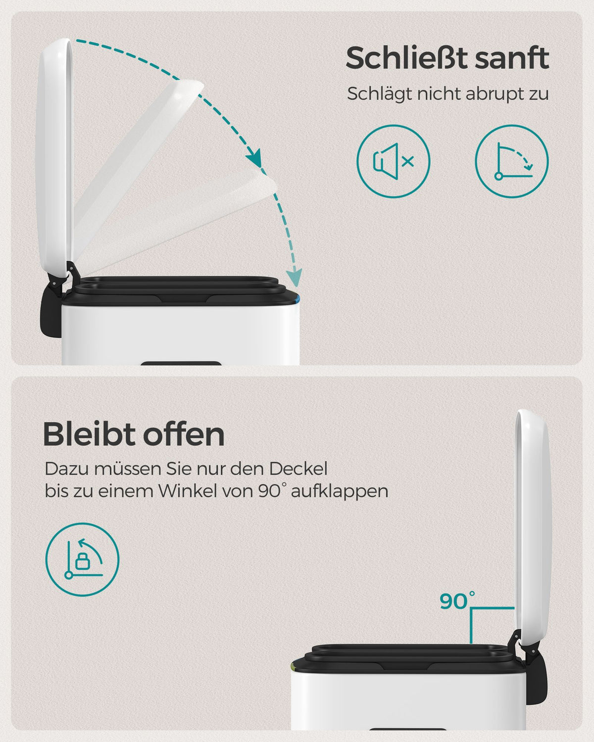 Treteimer 40L - Mit 2 Inneneimern - Mülltrennung