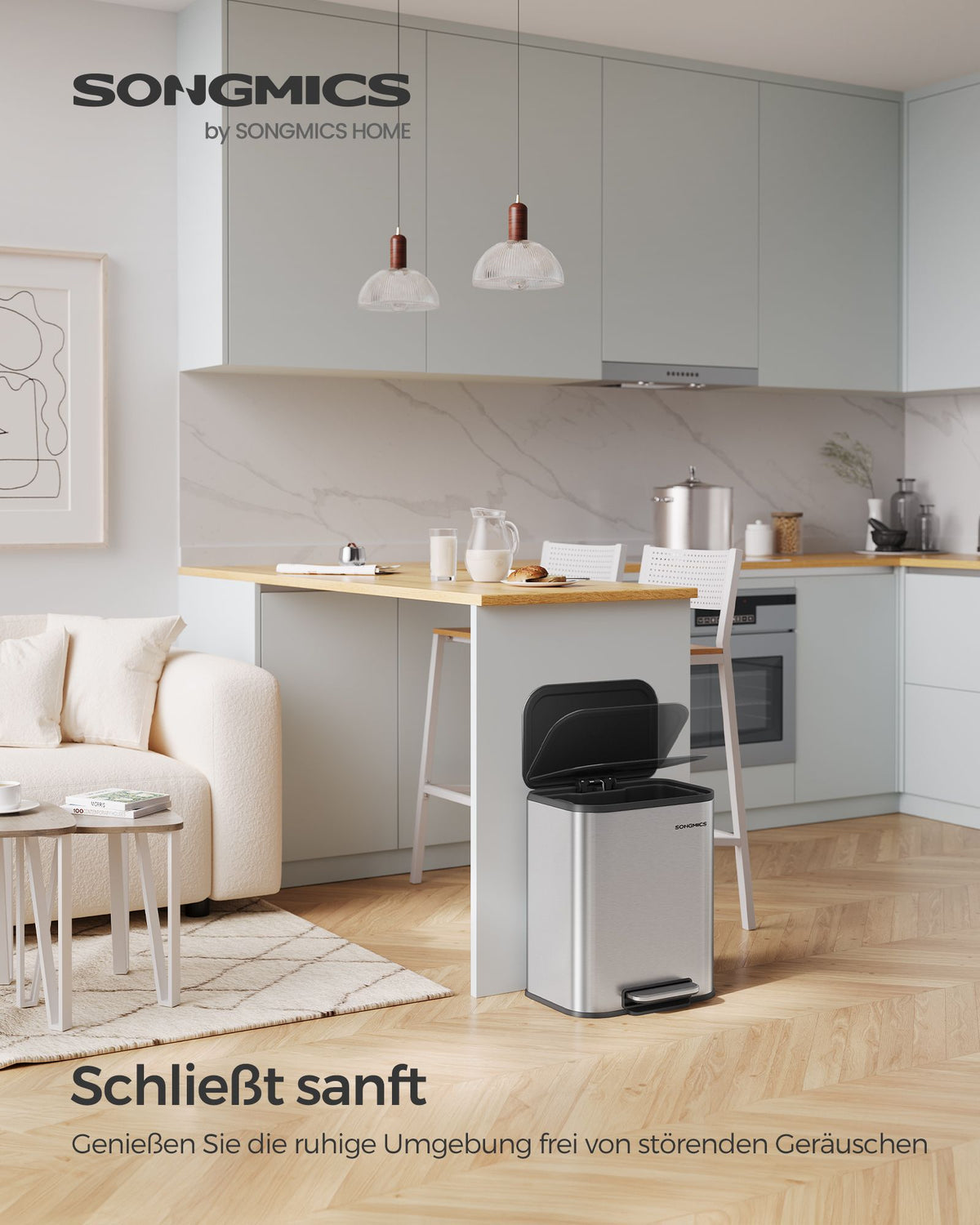 Mülleimer – 20 Liter – Pedal – Stahl – Softclose