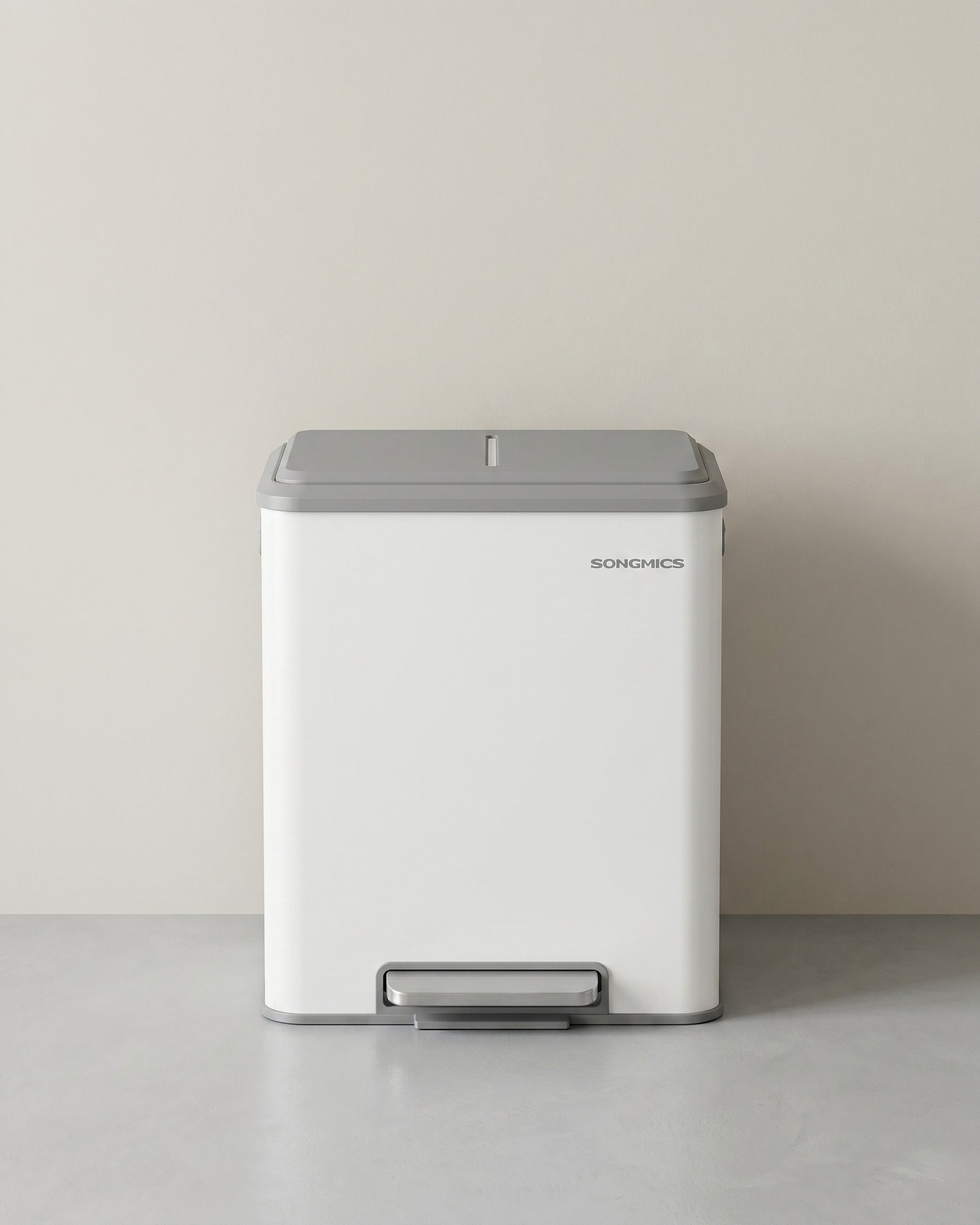 2-Fach-Abfalleimer – 2 x 15L – Pedalbedienung – Soft-Close – Kunststoff-Inneneimer – Weiß