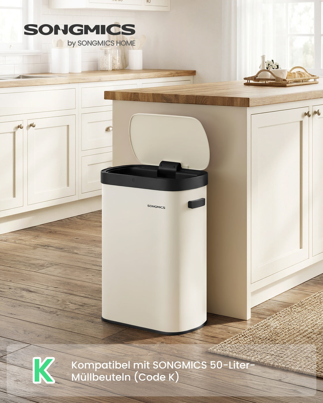 Großer Automatischer Mülleimer 50L - Mit Sensor Und Softclose-Deckel - Für Küche Oder Büro