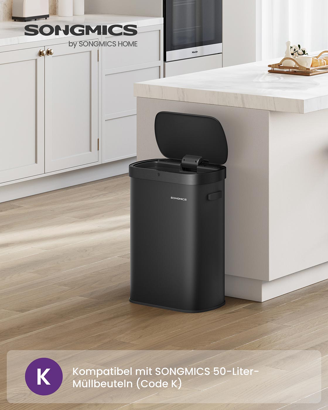 Großer Automatischer Mülleimer 50L - Mit Sensor Und Softclose-Deckel - Für Küche Oder Büro