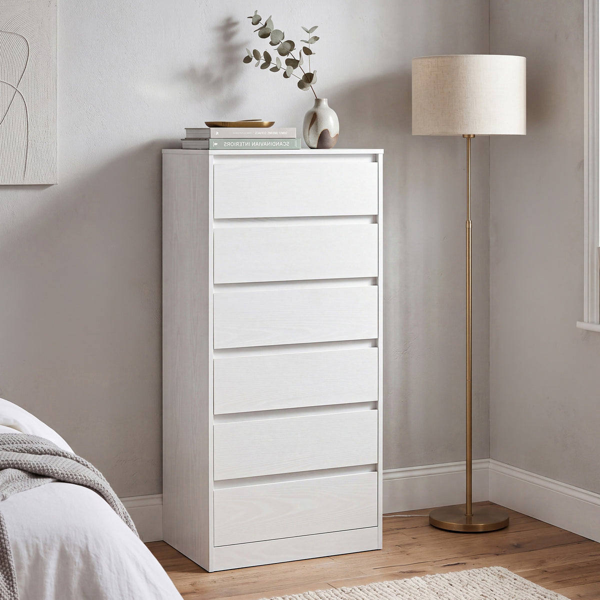 Sideboard Mit 6 Schubladen - Hohe Schubladenkommode - Für Schlafzimmer Und Flur