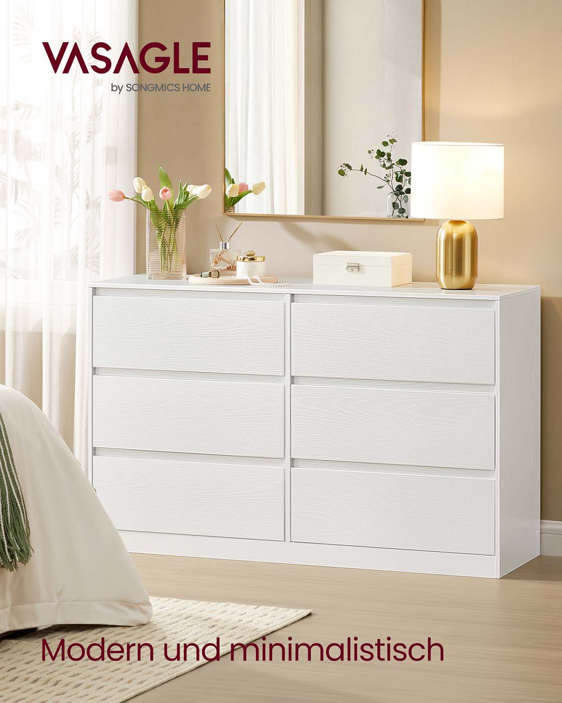 Moderne Kommode – 6 Schubladen – Anrichte – KAILYN-Kollektion