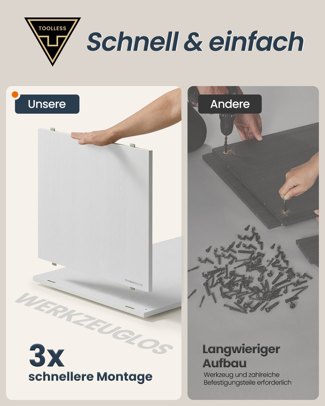 Schminktisch mit 6 Schubladen - Verstellbarer Schrank - L-Form