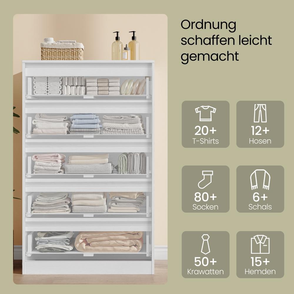 Sideboard - 5 Schubladen - 40 x 60 x 97 cm - Für Schlafzimmer Oder Flur