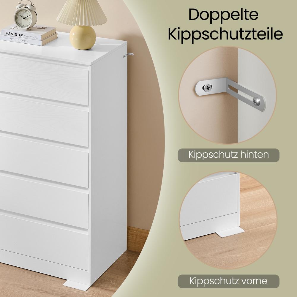 Sideboard - 5 Schubladen - 40 x 60 x 97 cm - Für Schlafzimmer Oder Flur