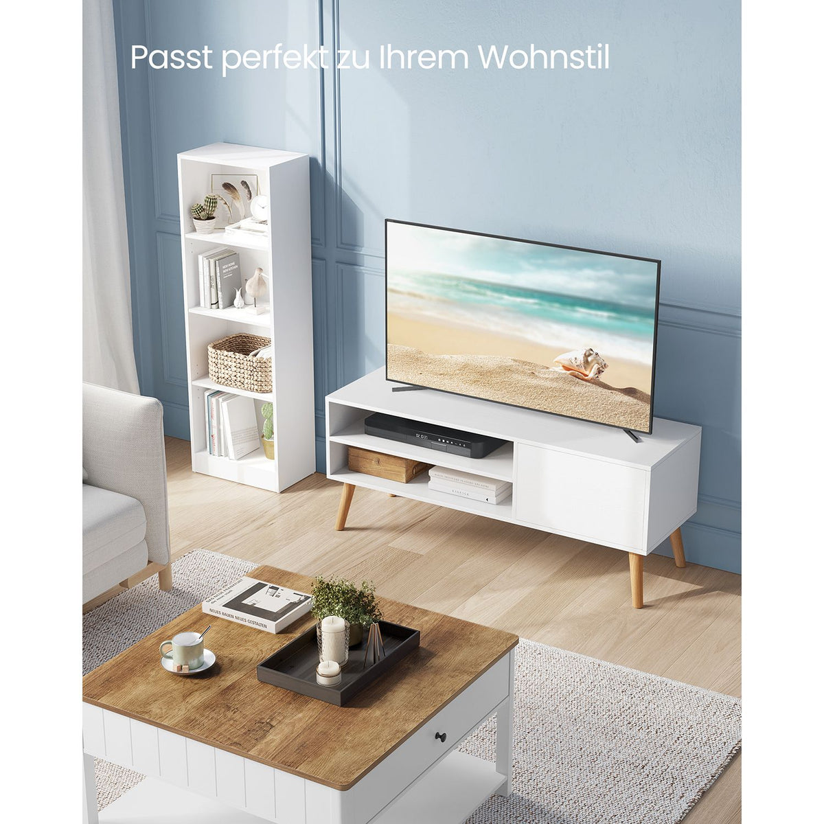 TV-Möbel – 1 Tür – 40 x 120 x 49 cm – Skandinavisch – für TVs bis 55 Zoll