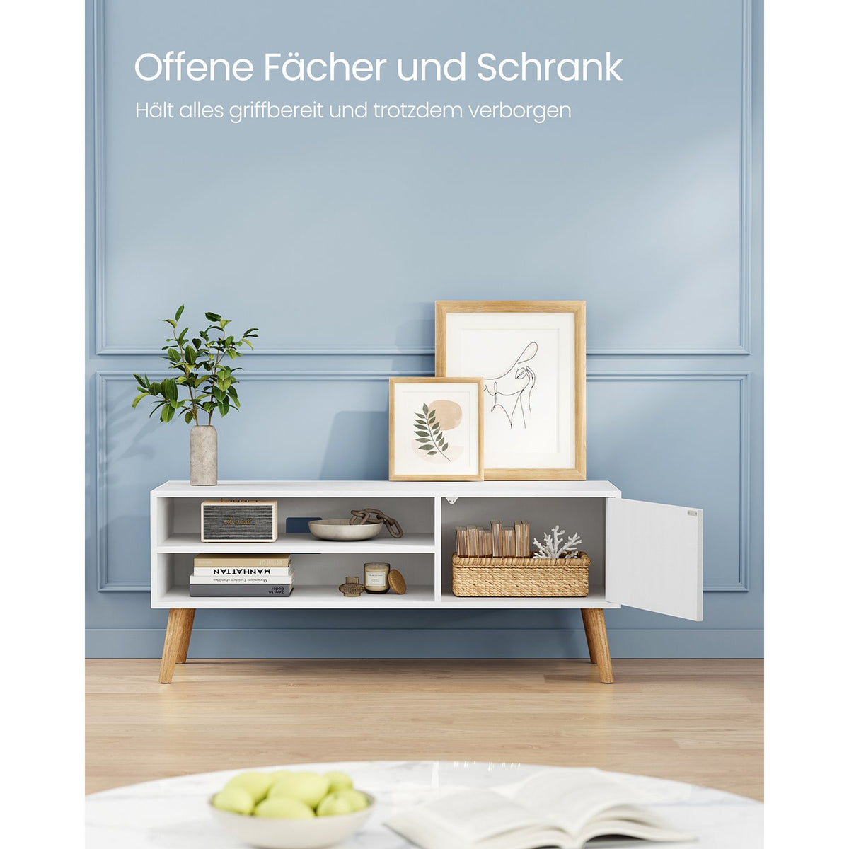TV-Möbel – 1 Tür – 40 x 120 x 49 cm – Skandinavisch – für TVs bis 55 Zoll