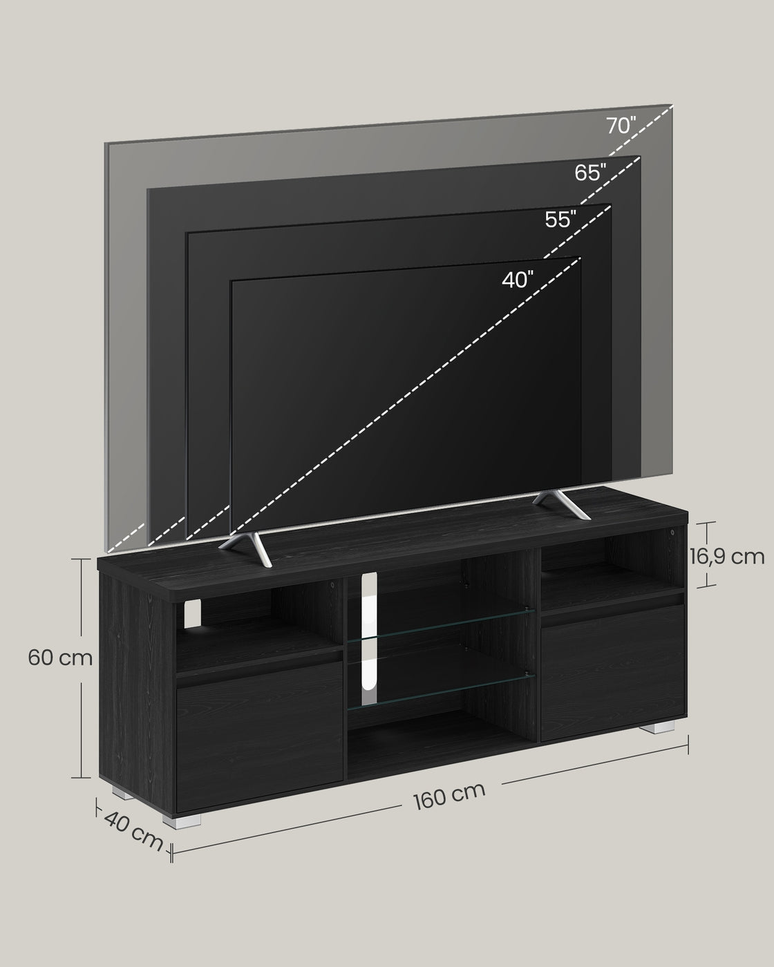 TV-Schrank mit LED-Beleuchtung und verstellbarem Stauraum