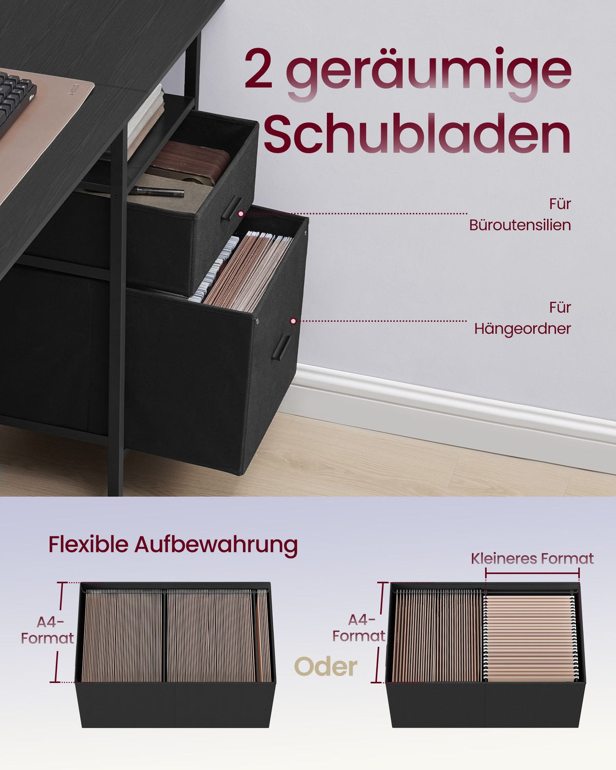 Schreibtisch mit LED-Beleuchtung - Computertisch mit USB und Steckdose