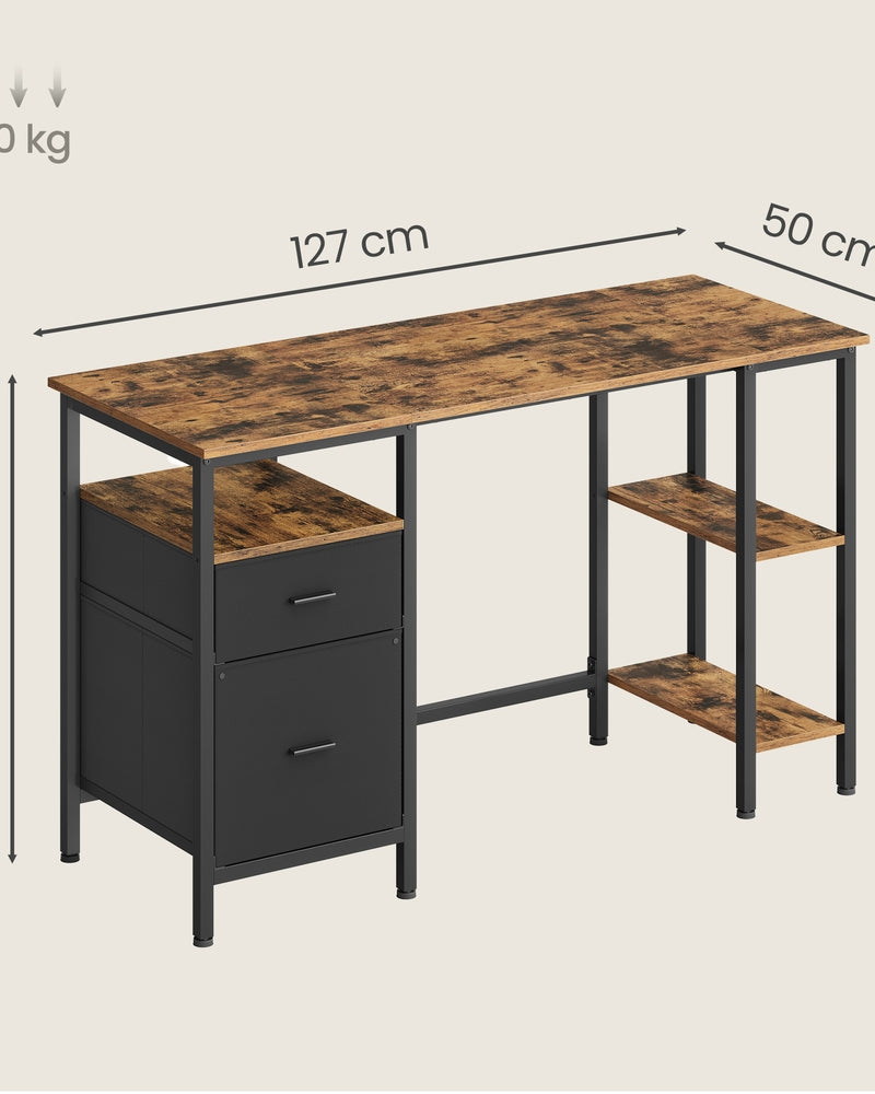 Vintage Schreibtisch 127, 140 oder 160 cm – Industriedesign mit Schubladen und Ablageflächen – Bis 50 kg belastbar