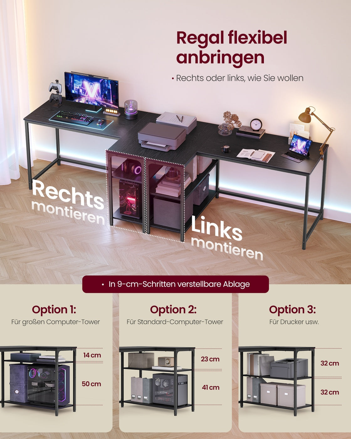 Eckschreibtisch In L-Form - Verstellbar - Für Homeoffice
