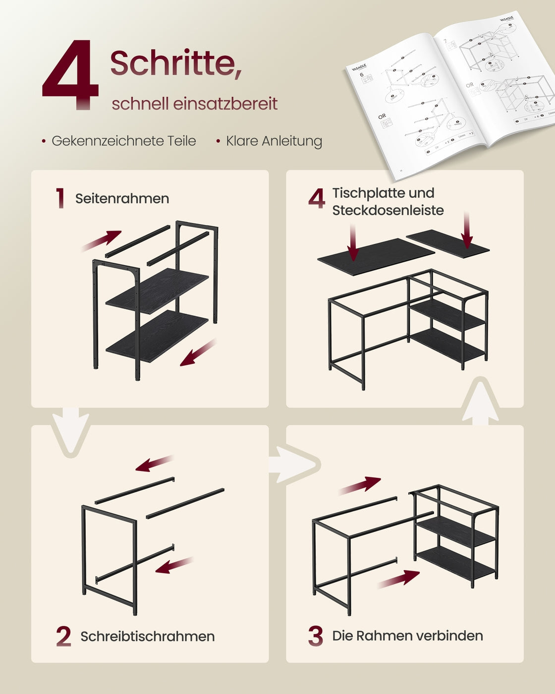 Eckschreibtisch In L-Form - Verstellbar - Für Homeoffice