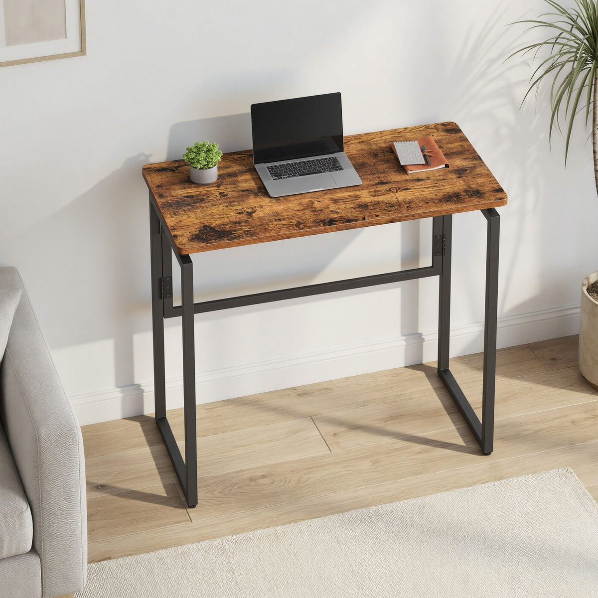 Klappbarer Schreibtisch 80 cm - Computertisch Mit Abgerundeten Ecken - Für Homeoffice